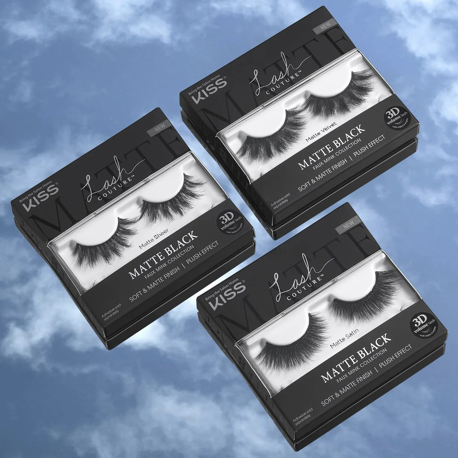 KISS sztuczne rzęsy na pasku Faux Mink 3D Matte Collection - 1 para rzę, 1 klej