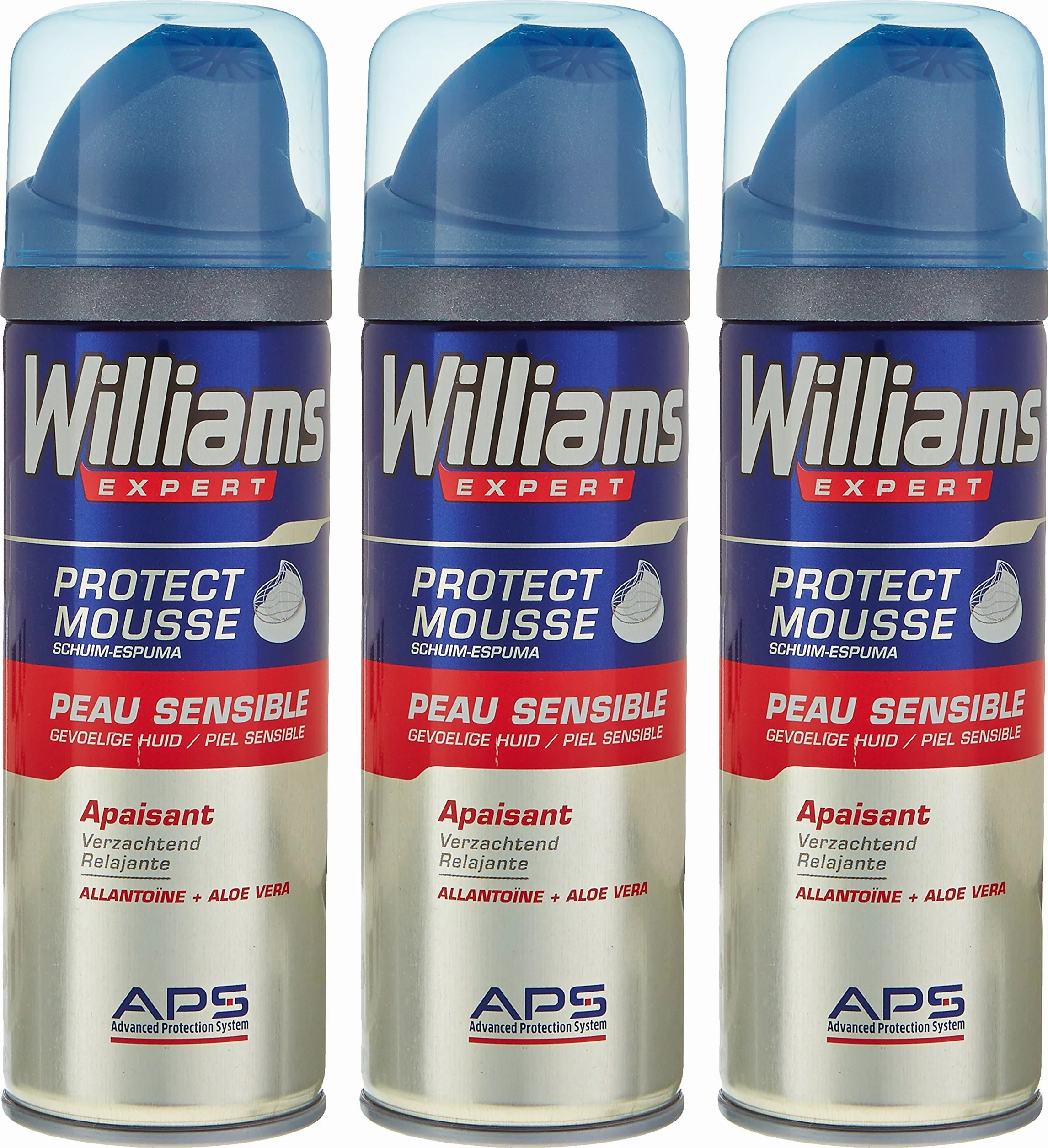 Williams Protect Pianka do golenia skóry wrażliwej, hipoalergiczna, kojąca, 200ml - Zestaw 3 szt