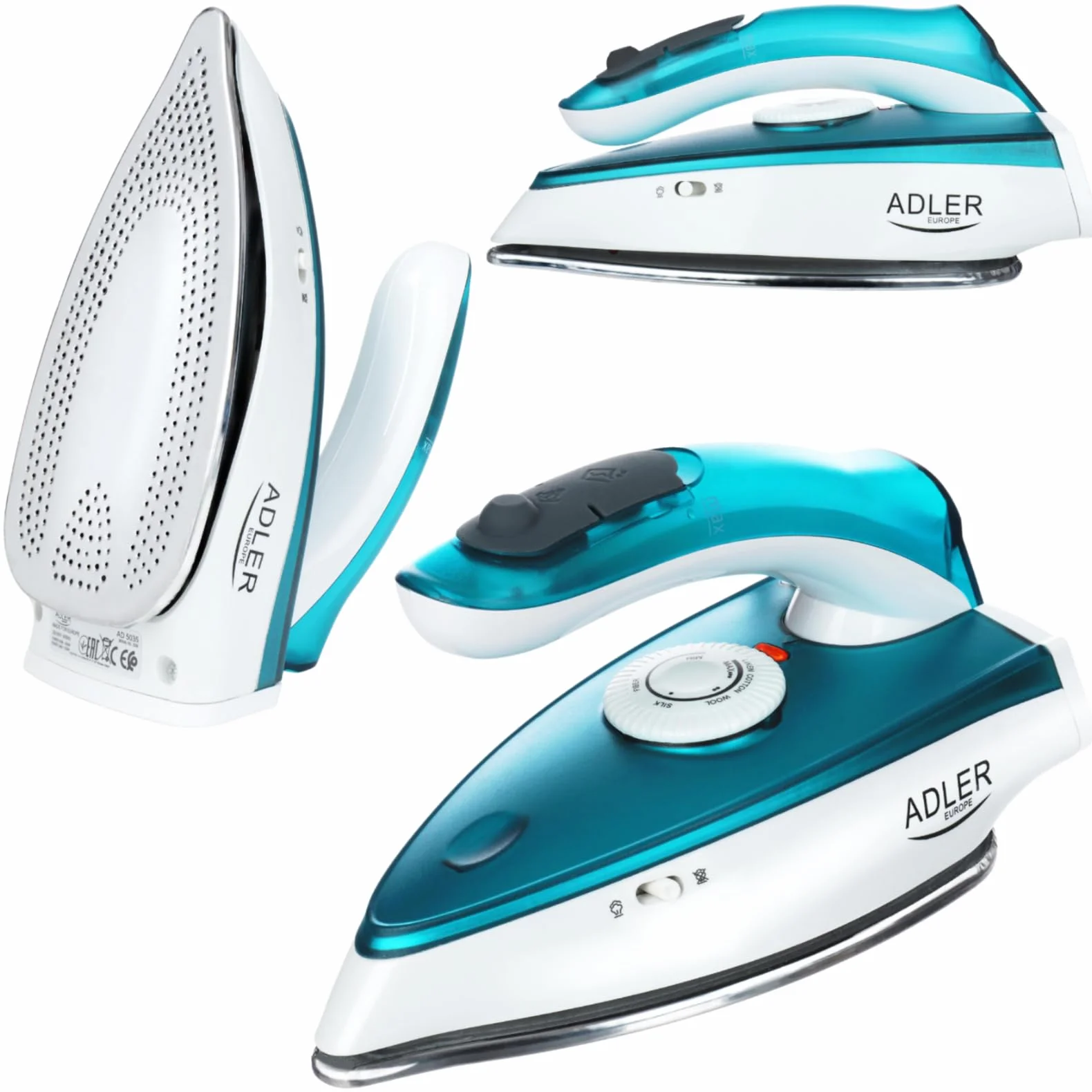 ADLER EUROPE AD5035 Podróżne żelazko parowe 1700W 60ml 15g/min składaną rączką