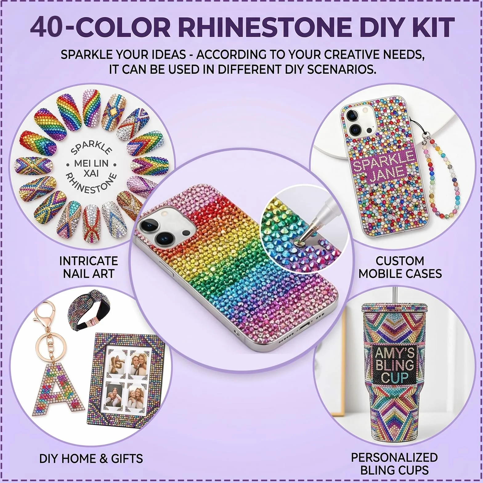Zestaw do ozdabiania Bedazzler 35 000 sztuk kryształków typu Jelly w 40 kolorach, żywiczne kamienie o płaskim spodzie (3 mm) do zdobień w stylu Diamond Art w komplecie z, pęsetą i aplikatorem