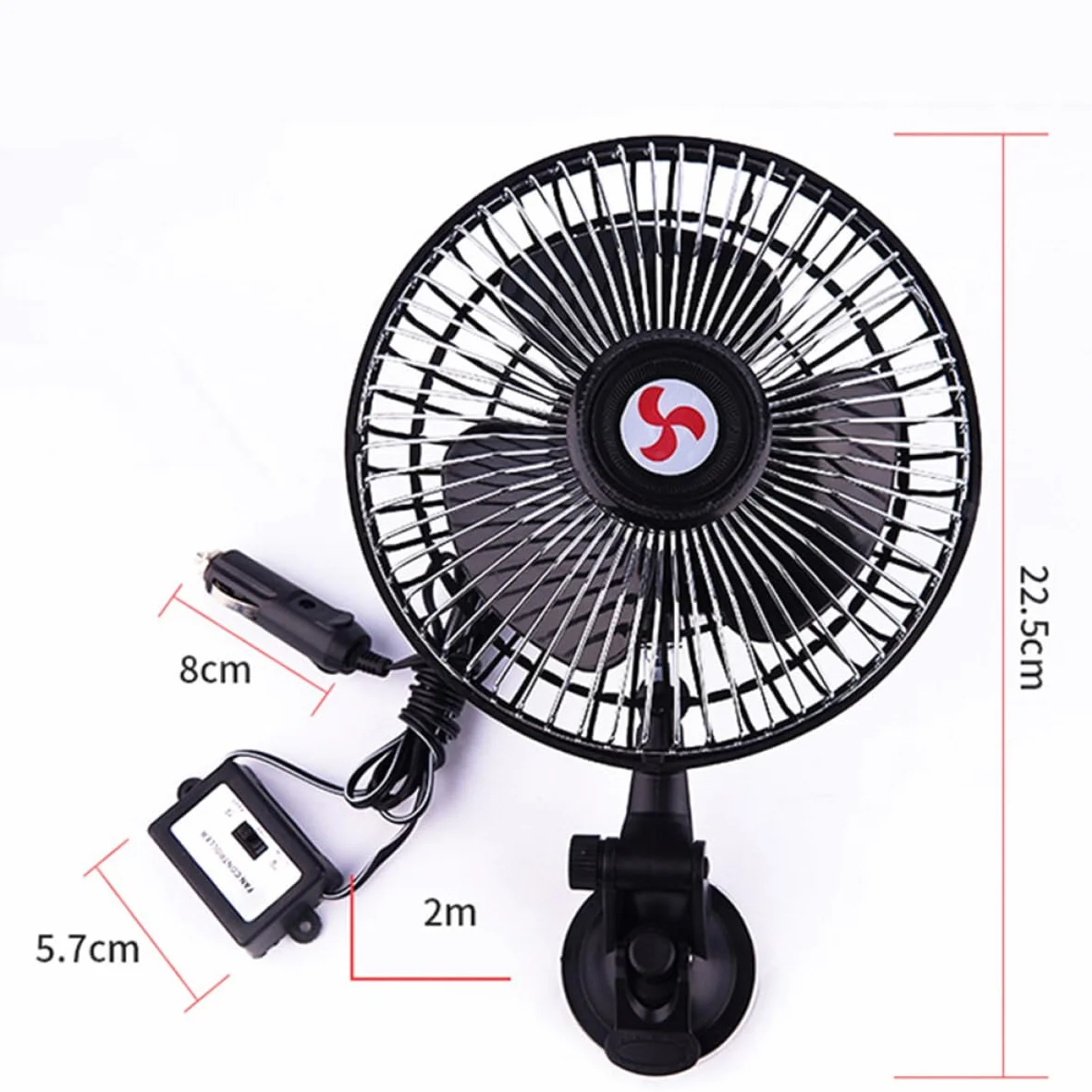 BESTonZON 1 6 elektryczny wentylator do samochodu calowy wentylator samochodowy wentylator z gumowym mocowaniem podwójna głowa zapalniczka wentylator chłodzący chłodnica miłośnik