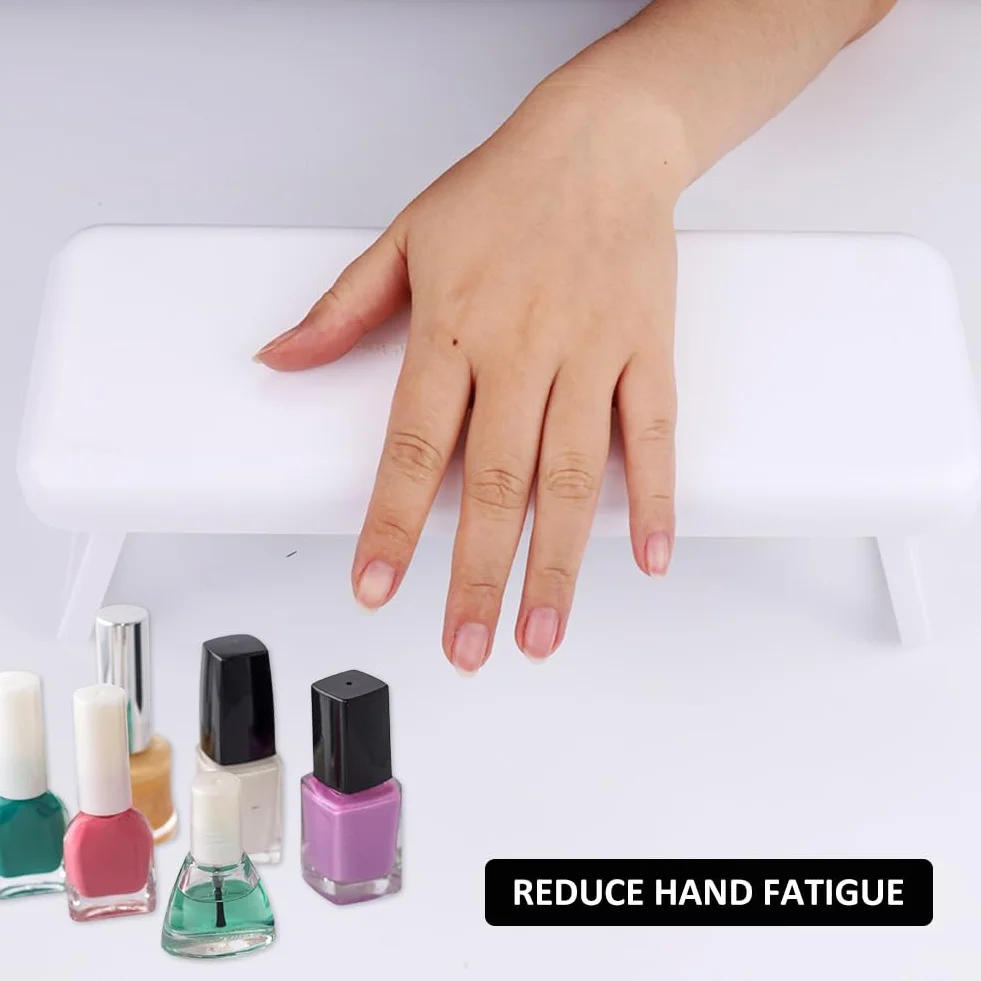 Helweet Poduszka pod nadgarstek, do manicure, poduszka pod nadgarstek, poduszka do studia paznokci, do salonu manicure, pielęgnacja dłoni, zmniejszenie nacisku dłoni, 27,9 x 10,5 cm (biała)