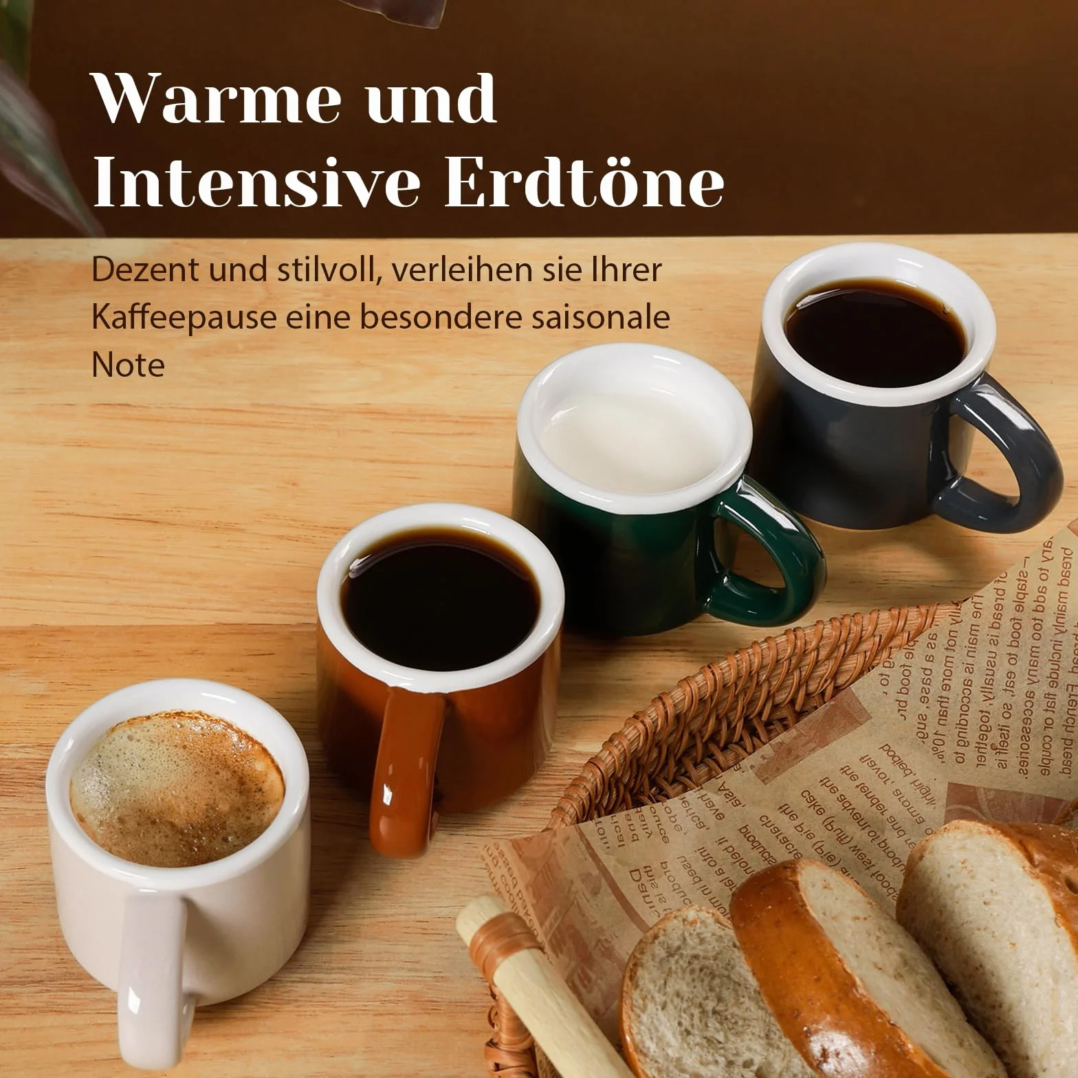 4-częściowy zestaw filiżanek do espresso, ceramiczne mini filiżanki do kawy, grube ścianki z uchwytem, idealne do kawy mokki, herbaty i mleka, idealne do domu i biura | kolorowe kubki do