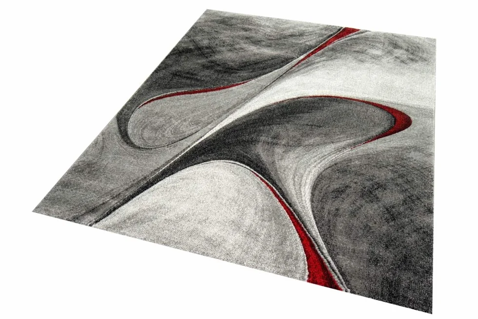 Nowoczesny designerski dywan do sypialni 160 x 230 cm szaro-czerwony