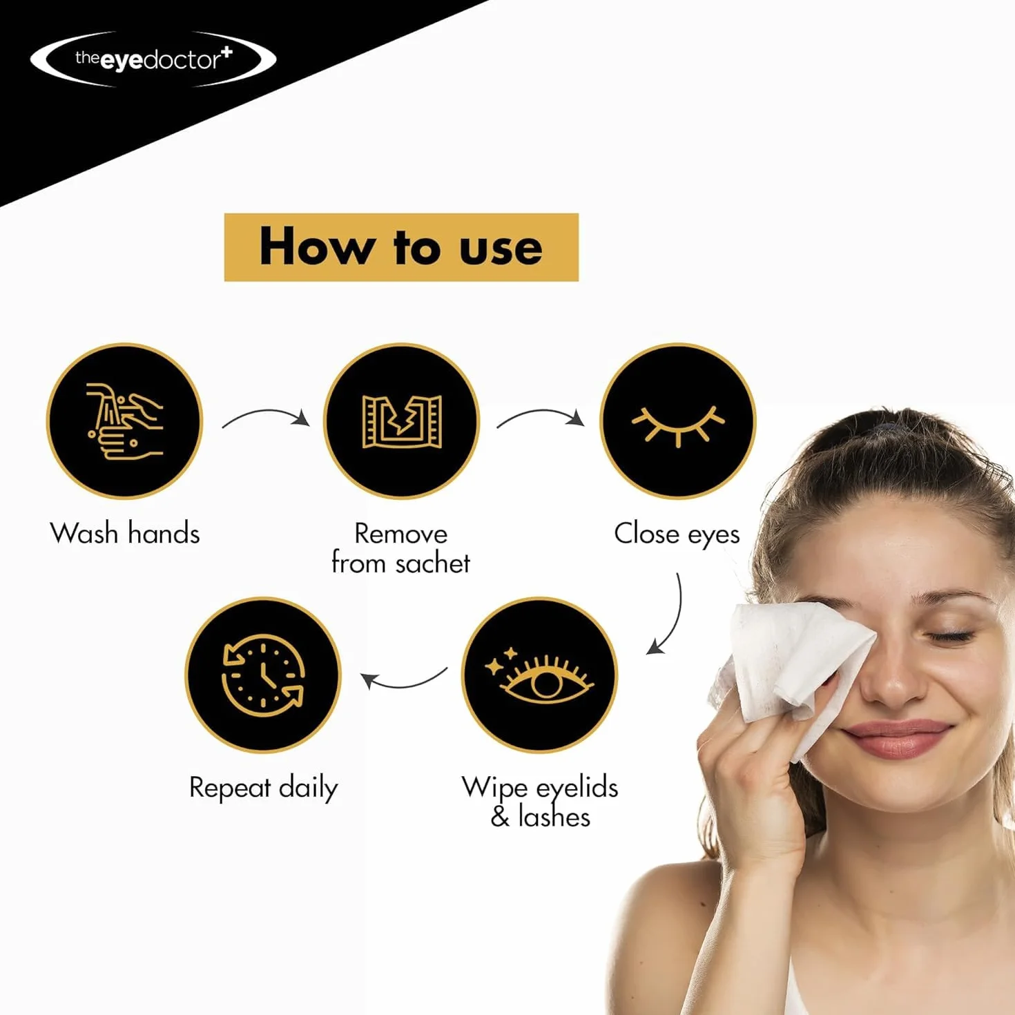 The Eye Doctor Chusteczki do powiek - 40 x pojedynczo owinięte chusteczki do oczyszczania powiek - odpowiednie do stosowania z wrażliwymi oczami, suchymi oczami, zapaleniem powiek i MGD - nie zawiera