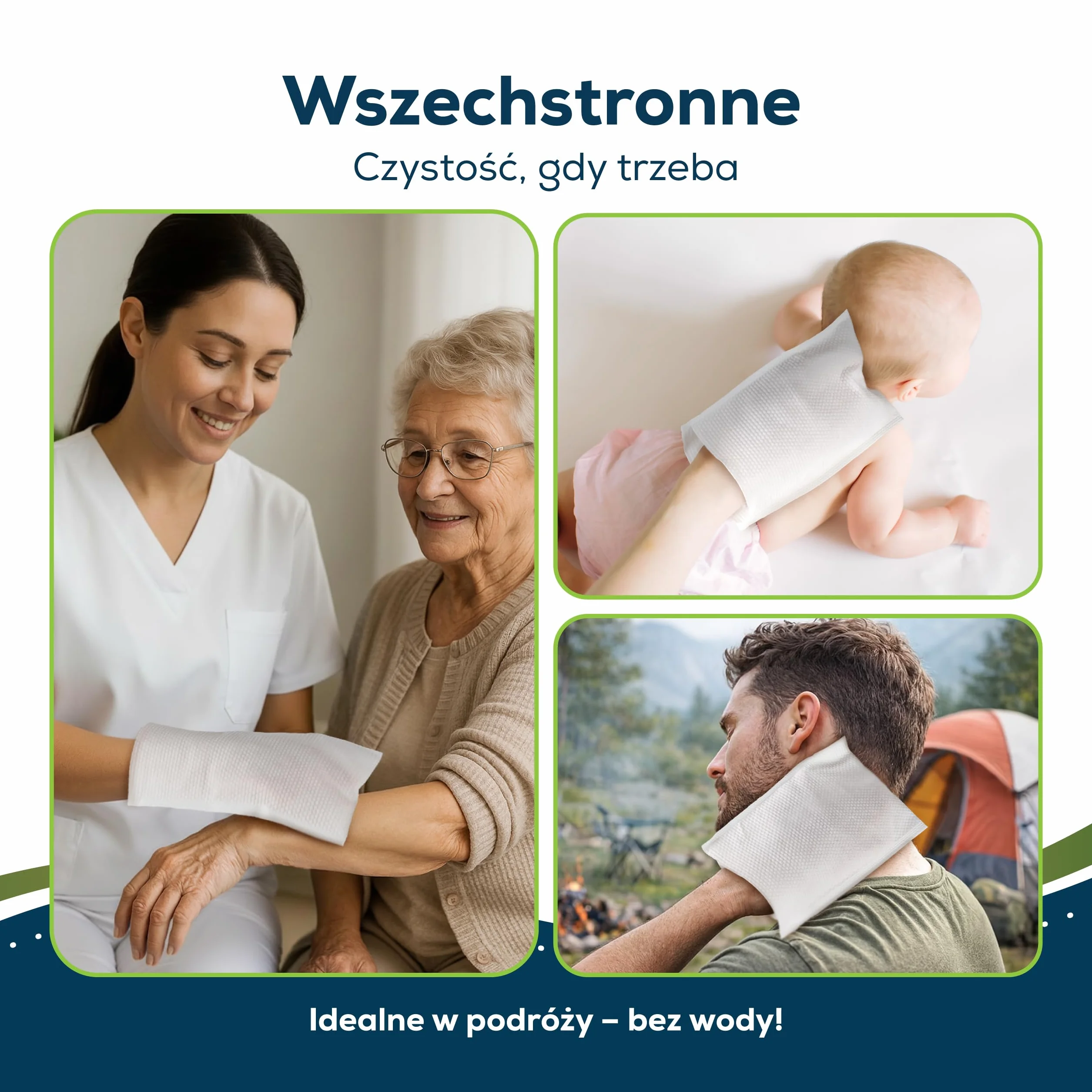 Sensalou Jednorazowe wilgotne rękawiczki do kąpieli dla dorosłych - wilgotne chusteczki (8 sztuk)