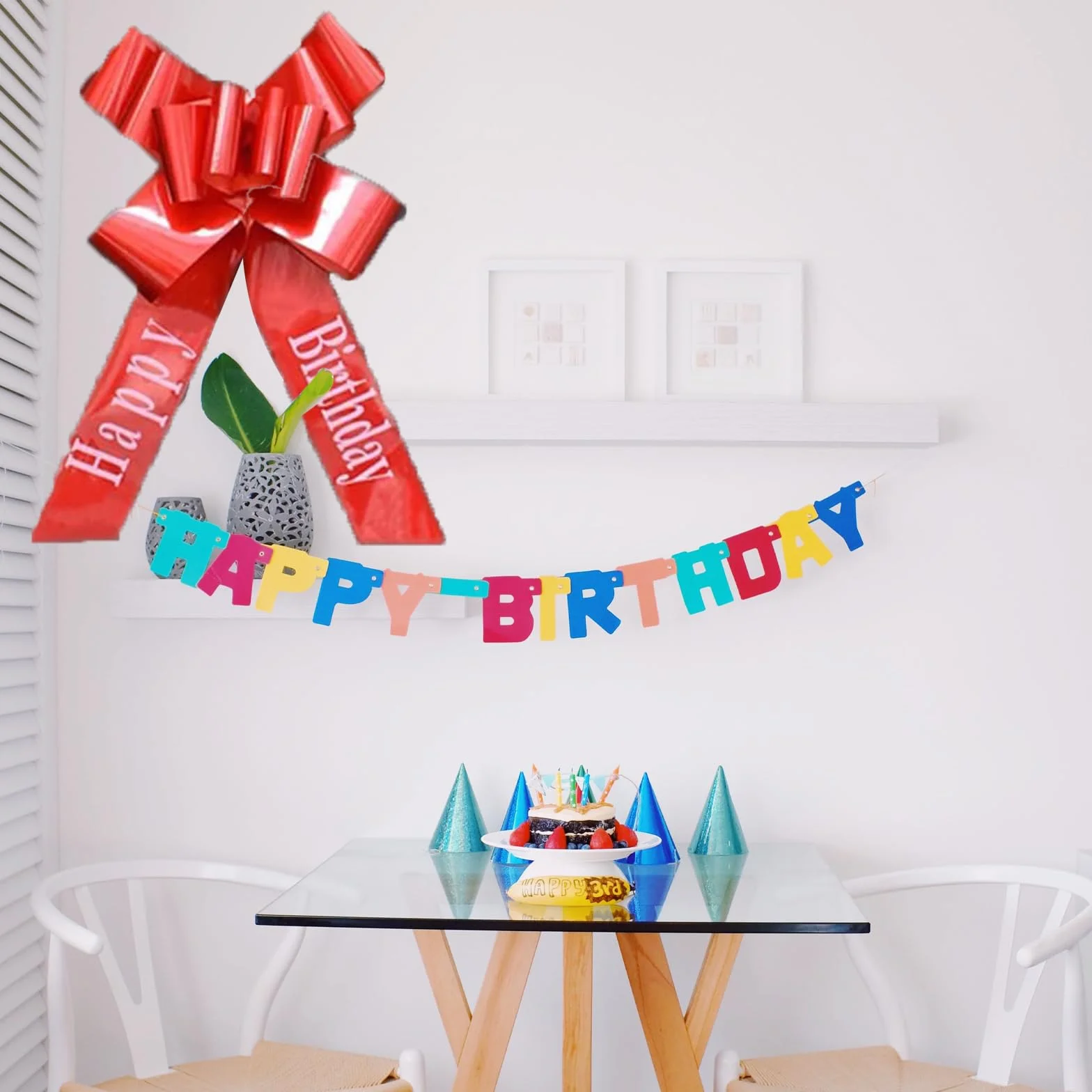 Kokarda samochodowa czerwona 76 cm Happy Birthday