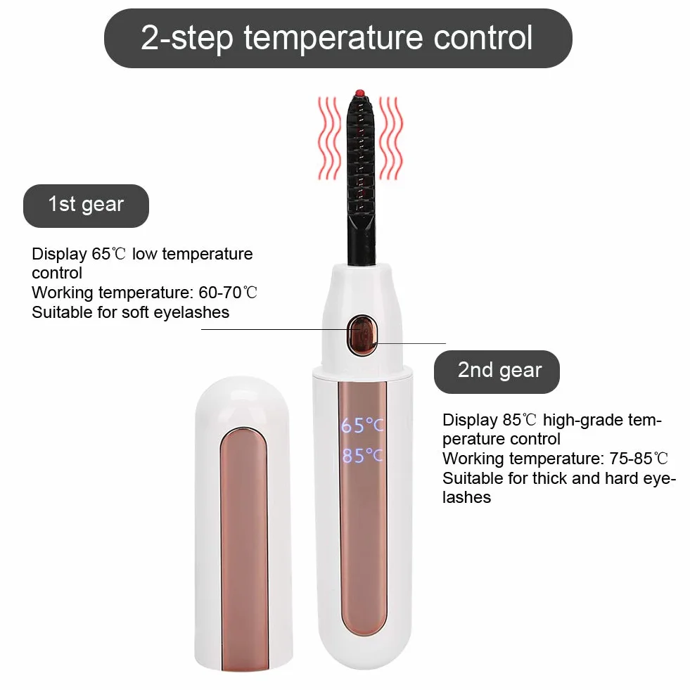 Elektryczna zalotka do rzęs, szybkie nagrzewanie, długotrwała zalotka do rzęs z ładowaniem USB (biała)
