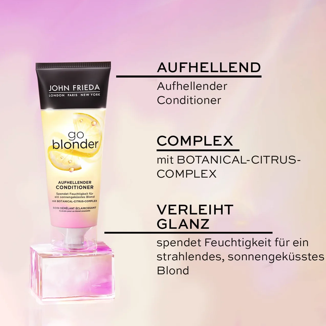 John Frieda Go Blonder Set – szampon, 250 ml i odżywka, 250 ml – typ włosów: blond, blond – stopniowo rozjaśnia