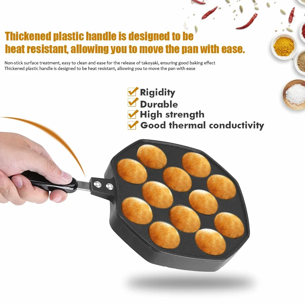 Asixx Aluminiowa Patelnia do Takoyaki Nieprzywierająca 12 Otworów