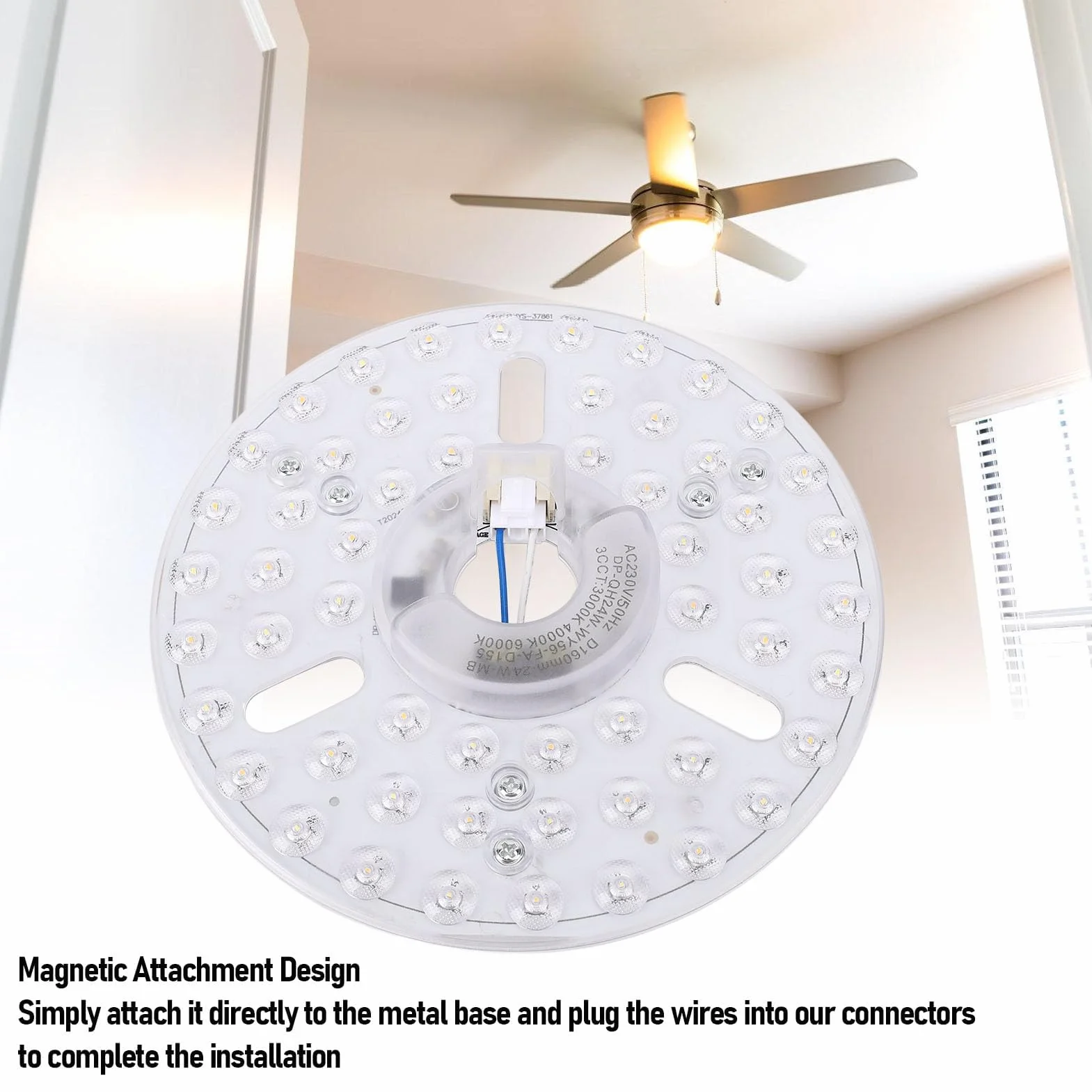 Wentylatora LED 6,3 cala 24W CCCT 230V Zestaw Magnetyczny 3 Kolor Dimmable