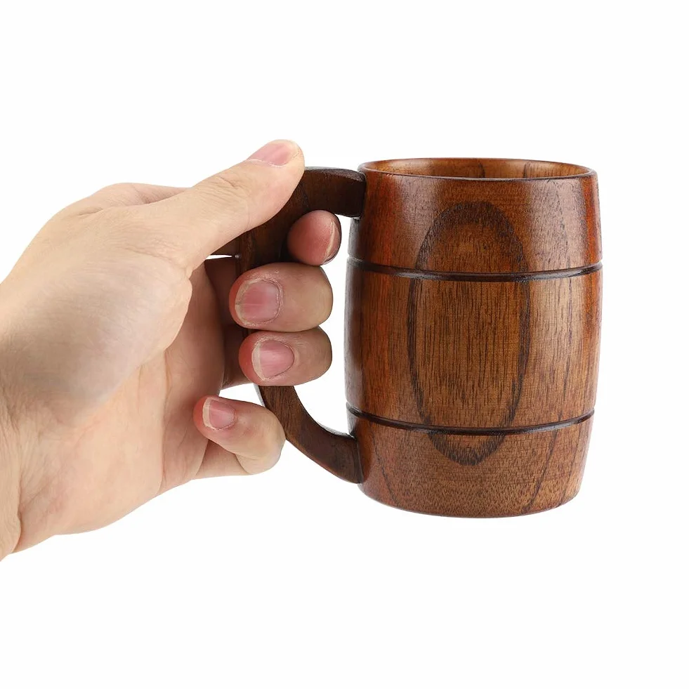GLOGLOW Drewniany kubek do piwa 8 cm średnicy 10,8 cm wysokości