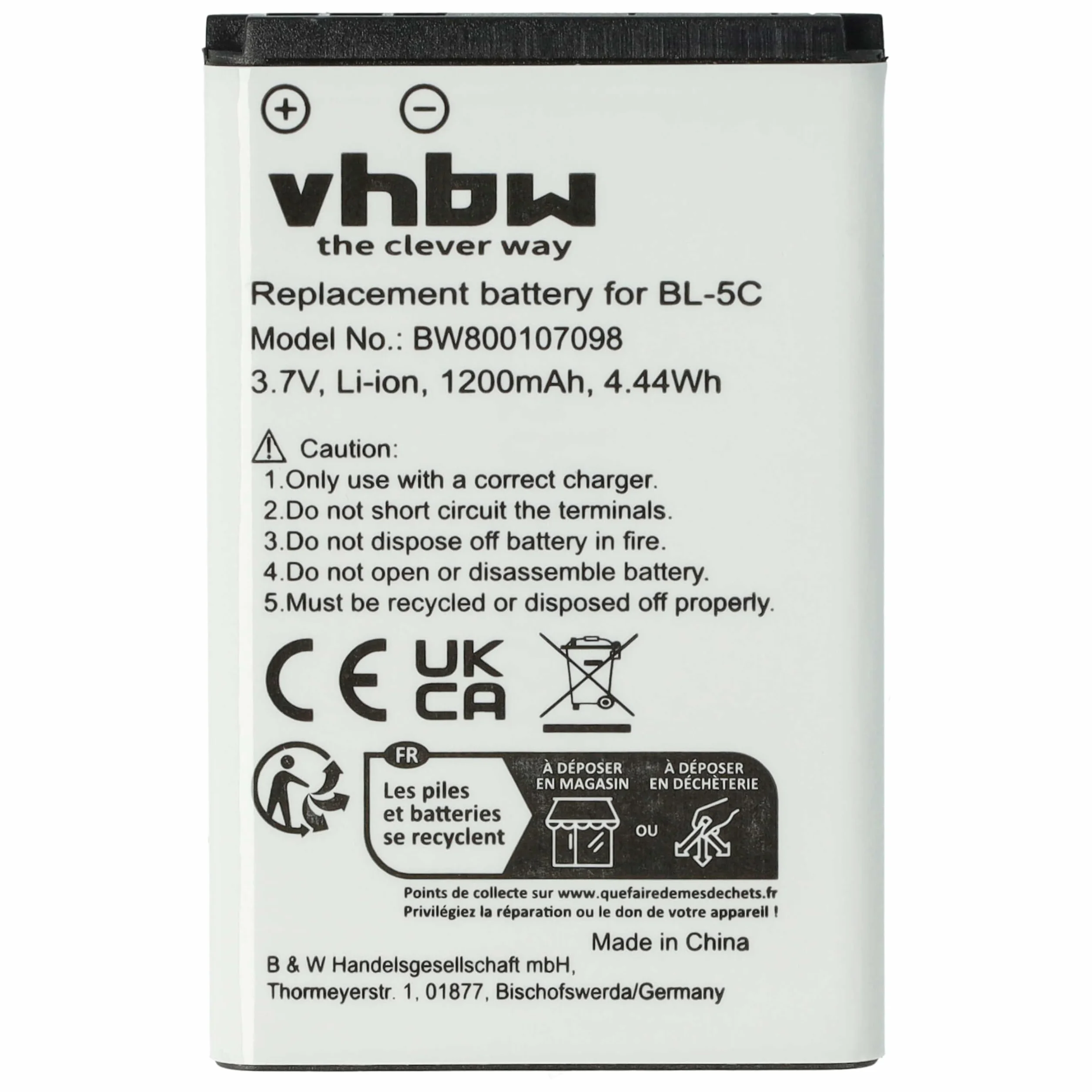 vhbw Bateria kompatybilna z urządzeniem nawigacyjnym Becker Mamba, Mamba.4 CE LMU EU - zamiennik do C533457105T, 300D006018F (1200mAh, 3,7V, litowo-jonowa)