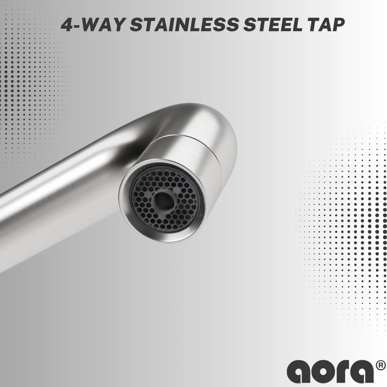 AORA URBAN INOX 4-drożny kran ze stali nierdzewnej | armatura kuchenna obracana o 360° z masywnej stali nierdzewnej 304 | armatura zlewozmywakowa do filtra wody, instalacji osmozy | kran z filtrem
