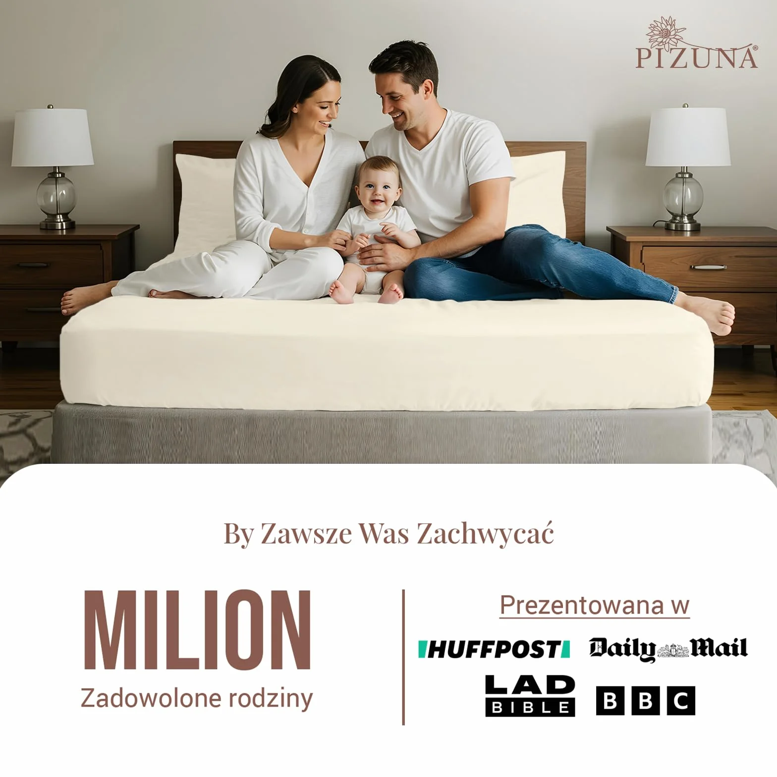 Pizuna Prześcieradło z Gumką 100x200 cm 400-nitkowa Bawełna czesana Dopasowane Głęboka Kieszeń do 40 cm
