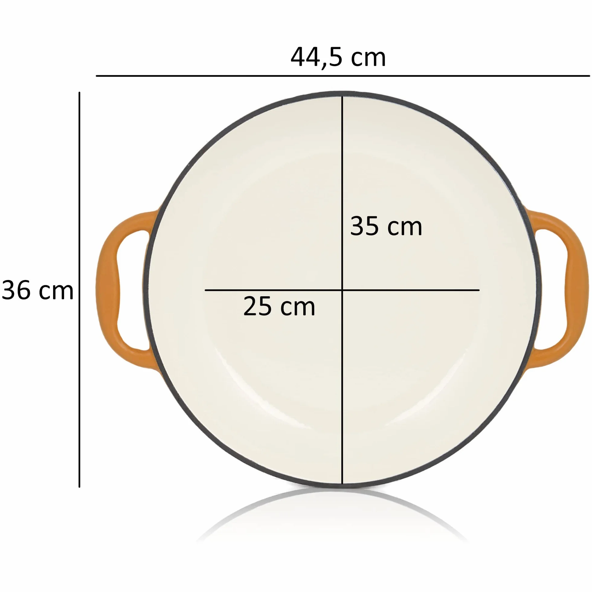 Mahlzeit Patelnia emaliowana Paella Ø 35 cm, żeliwna z dwoma uchwytami, do grilla i piekarnika (Sunny Orange)