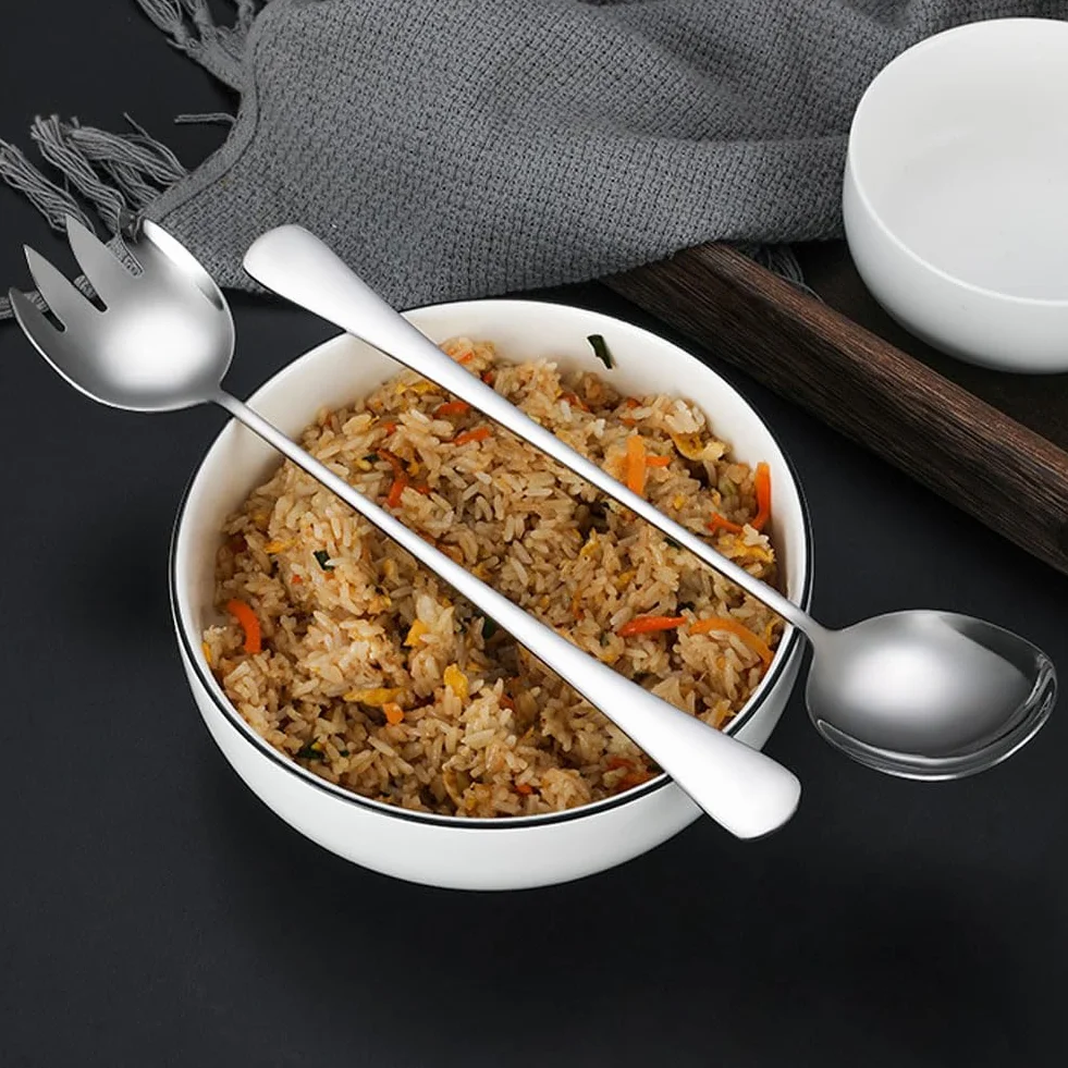 Zestaw sztućców do sałatek ze stali nierdzewnej 28 cm łyżka widelec