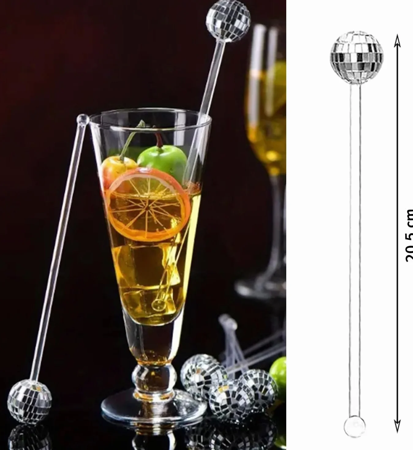 Luxiremi mieszadła do koktajli 12 szt. akcesoria do drinków lustro okrągłe