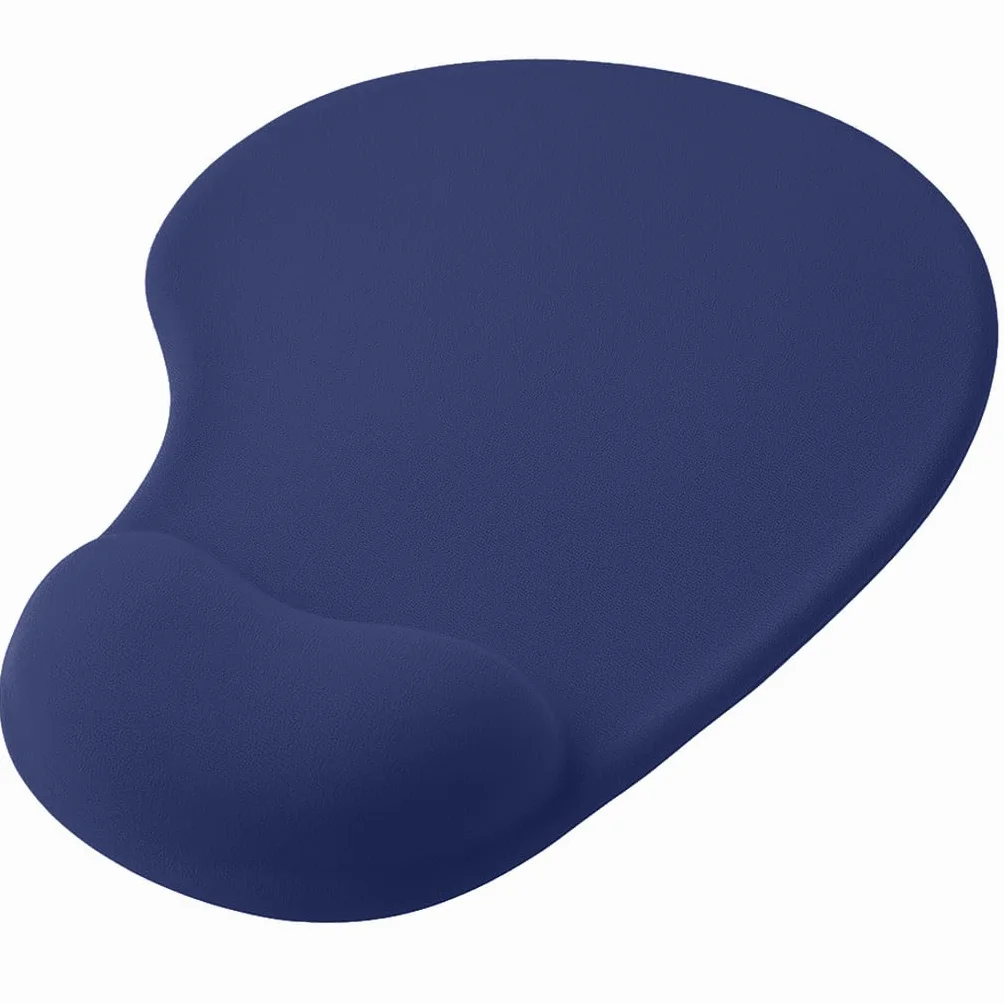 OcioDual Podkładka pod mysz z podpórką pod nadgarstek, ergonomiczna, z żelowym podparciem, ciemnoniebieska, miękka tkanina z antypoślizgową gumową podstawą, ulga w bólu, pianka z pamięcią kształtu