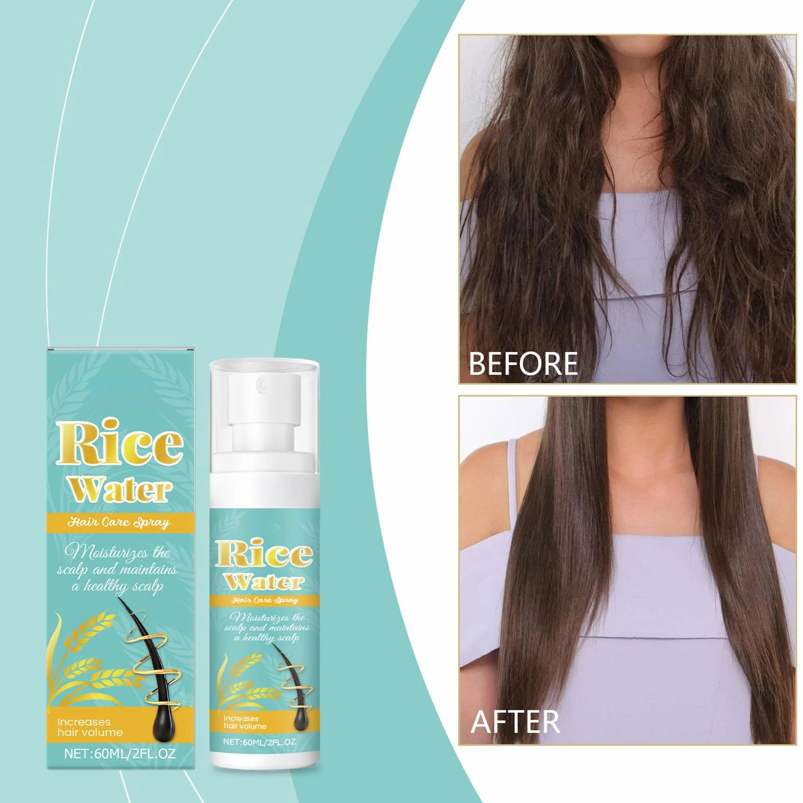 Hair Helper Spray | 60 ml odżywczy spray do zagęszczania włosów | produkty kosmetyczne do pielęgnacji skóry głowy, codzienna stylizacja, do salonu fryzjerskiego, na specjalne okazje, zastosowanie w