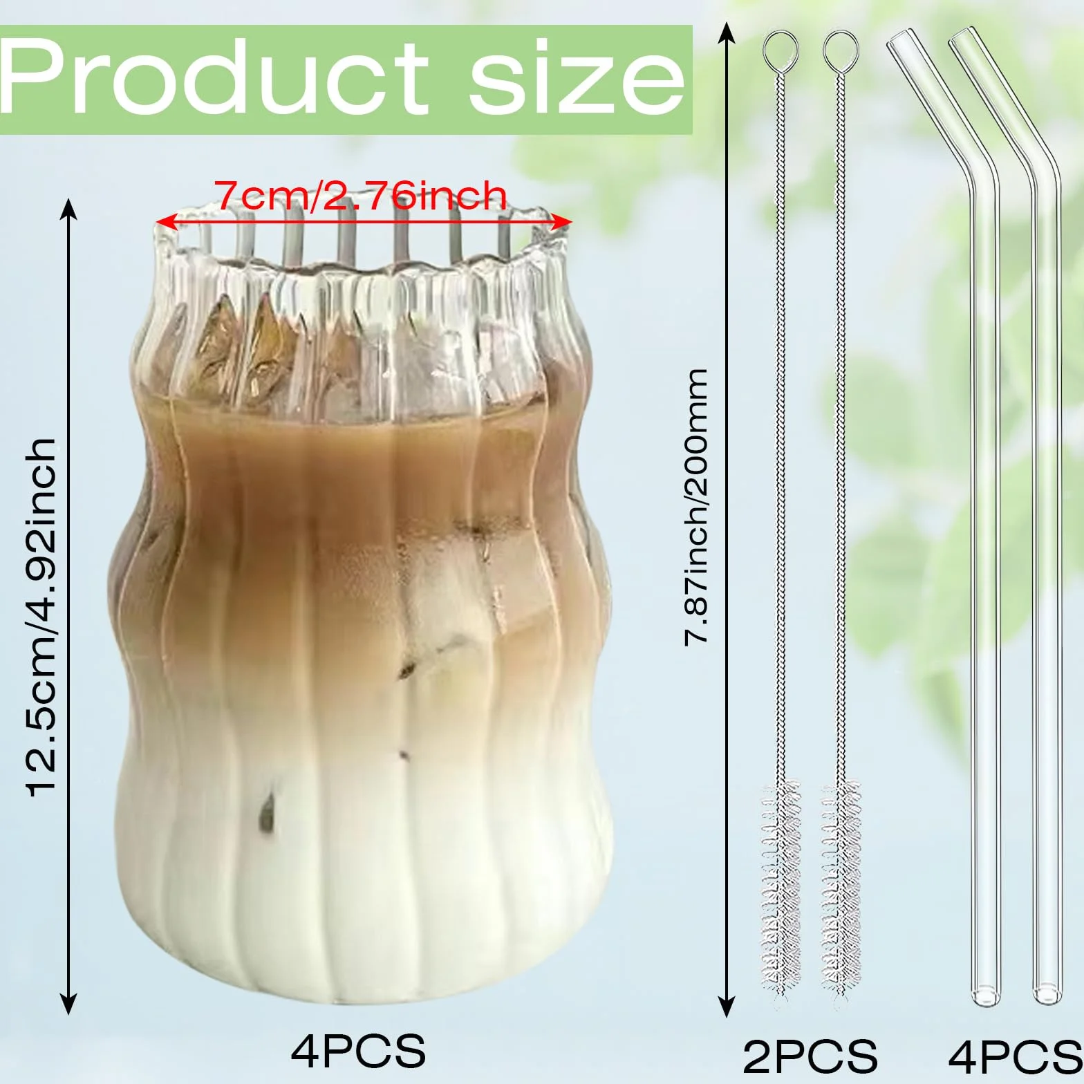 Szklanki do kawy, filiżanki do espresso latte macchiato zestaw 4 szklanek o pojemności 530 ml, szklanki do drinków, zestaw do kawy, herbaty, coli, napojów gazowanych, koktajli ze szklanymi