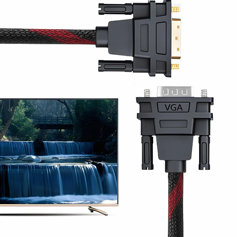 Retoo Kabel DVI-I na VGA Dual Link 24+5 pin do VGA Adapter Wtyk DVI Kabel Przewód do Monitora PC HDTV DVD Czarny