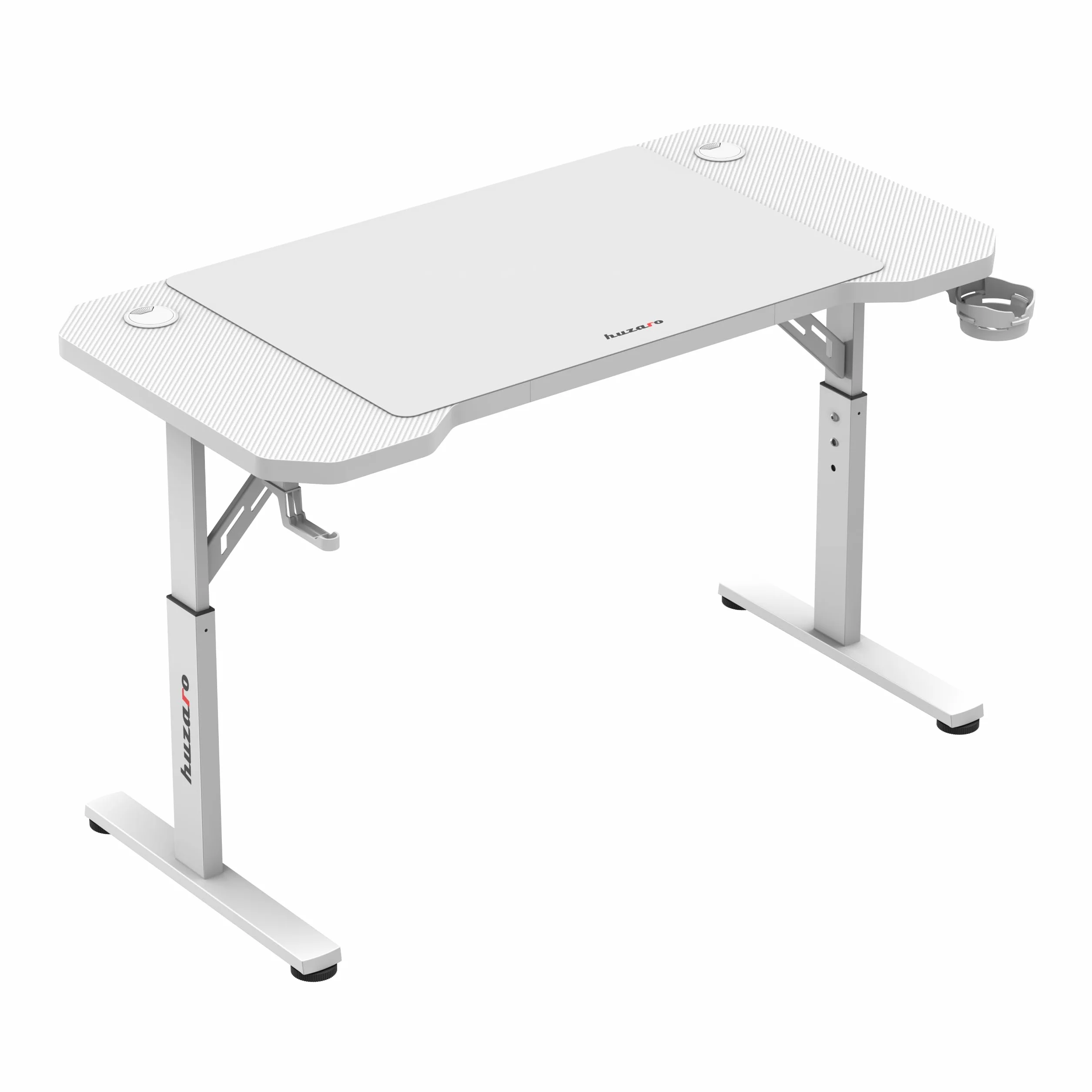 huzaro Hero 2.6 | biurko do gier komputerowych, solidna konstrukcja, ergonomiczna konstrukcja, karbonowa taca, 120 x 60 cm, haczyk na słuchawki, uchwyt na kubek, regulacja 3 wysokości, pasek na kable