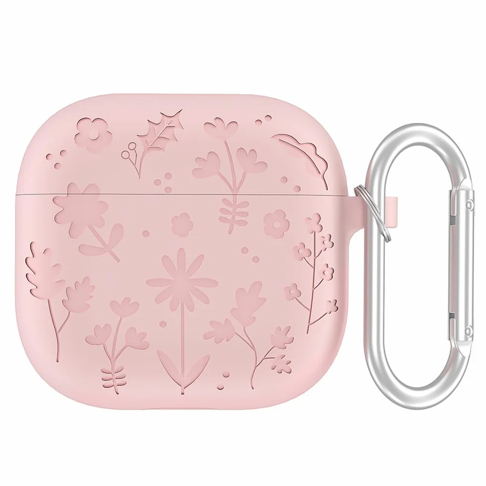 Urocze etui do Apple do AirPods 4 2024, 3D kwiat silikonowe miękkie etui na słuchawki pokrowiec ochronny z karabińczykiem do etui ładującego AirPods 4