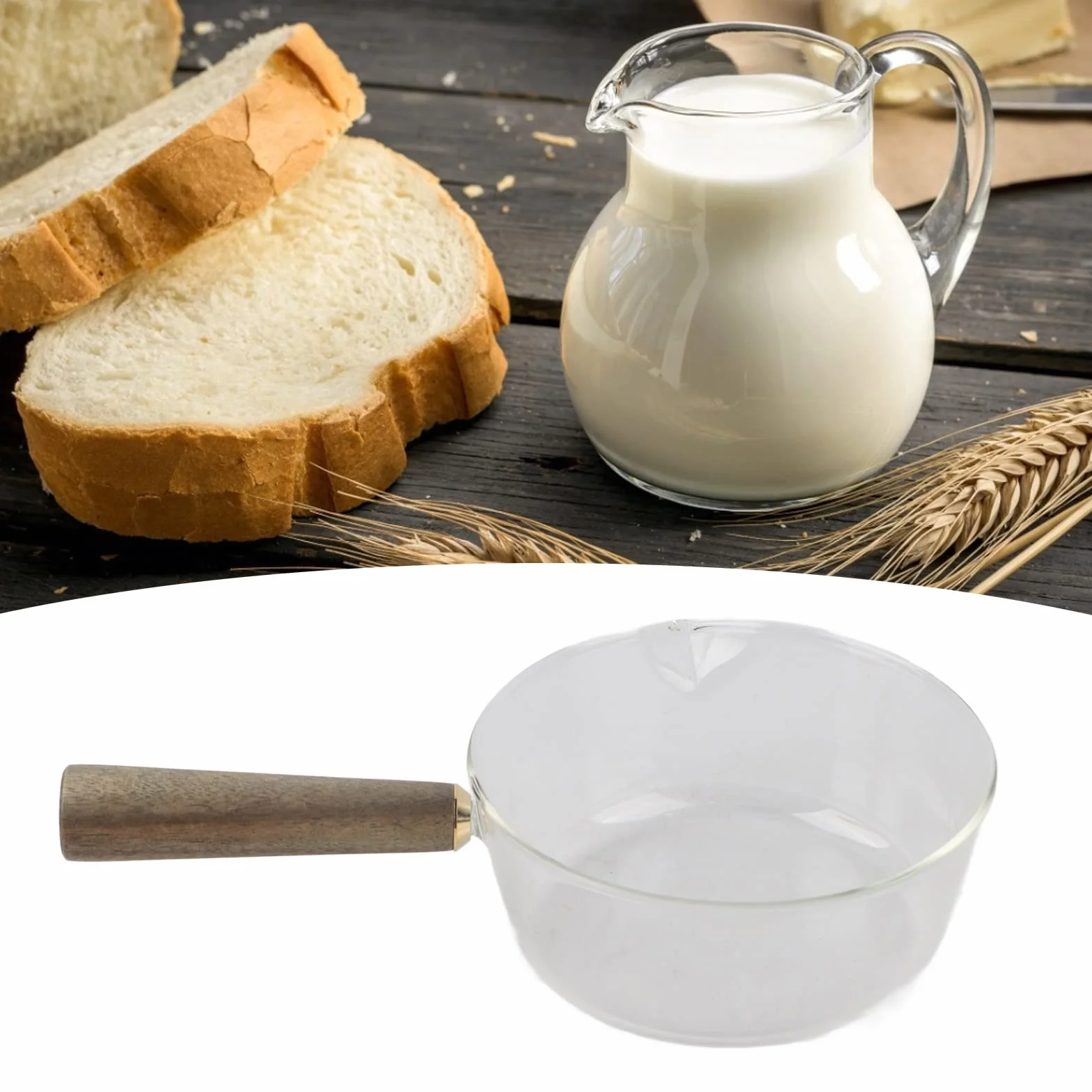 Naczynia kuchenne, rondel ze szkła borokrzemianowego w kształcie litery V Bezpieczny w użyciu garnek na mleko do domu do restauracji do kuchni(#2)