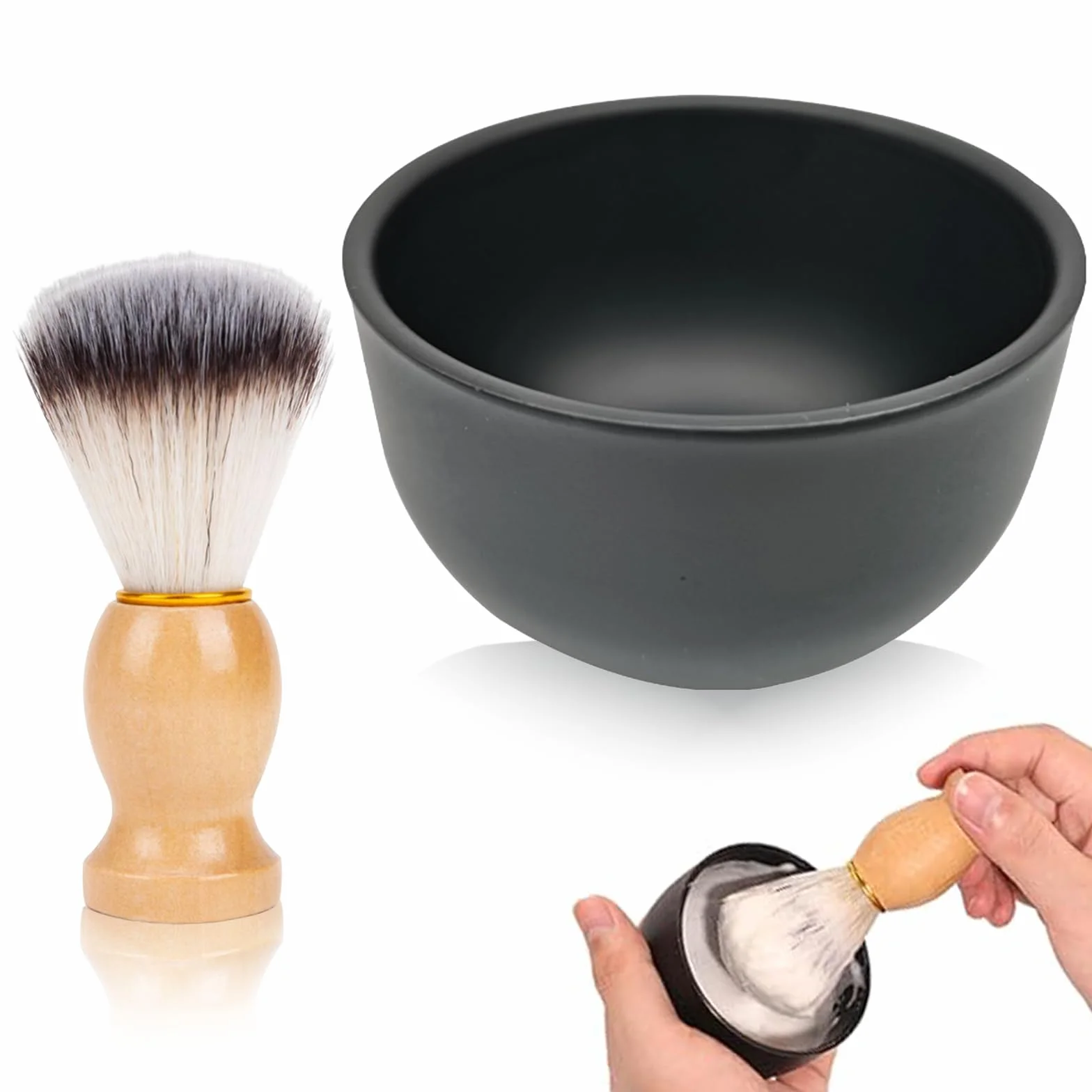 UEPOA Miseczka do golenia, mydelniczka do golenia Shaving Bowl z pędzlem do golenia, do golenia na mokro mężczyzn