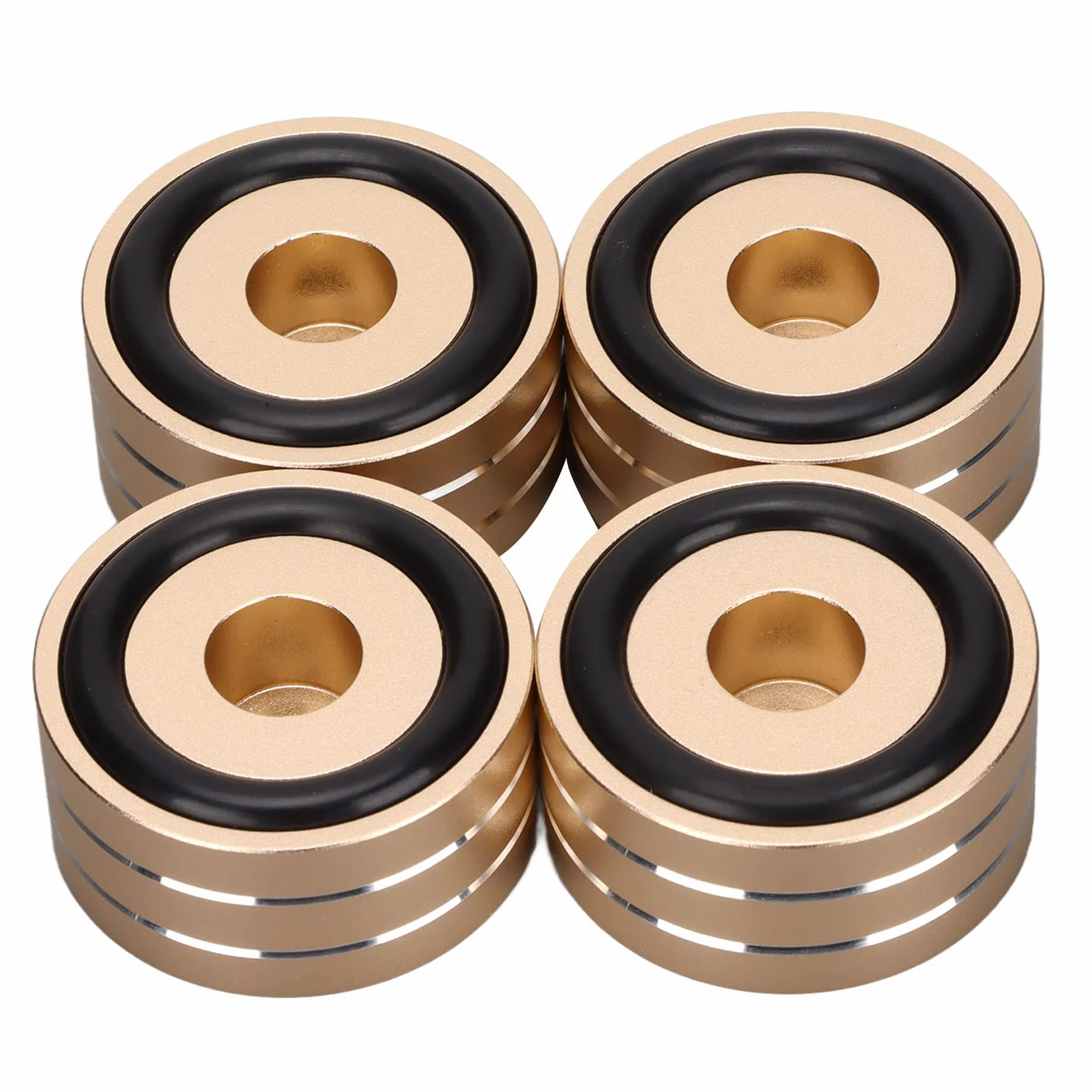 Dioche Premium -głośnik Izolacja Kolce Stojak Stopa - 4PCS 40x20 Mm Aluminium Aluminium Głośnikowe Podkładki Bazowe z gumą przeciwpoślizgową do Rejestratora Wzmacniacza DAC (GOLD)