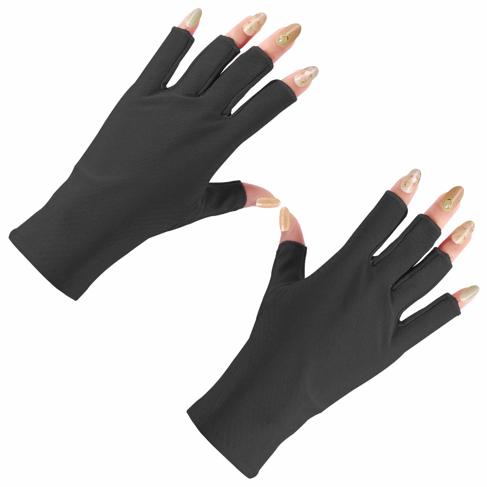 Rekawiczki do Lampy Zelowej do Paznokci, Rekawiczki pól Palca Rekawice Ochronne na Palce Artykuly do Manicure do Manicure Zelowego Zajecia na Swiezym Powietrzu (Czarny)