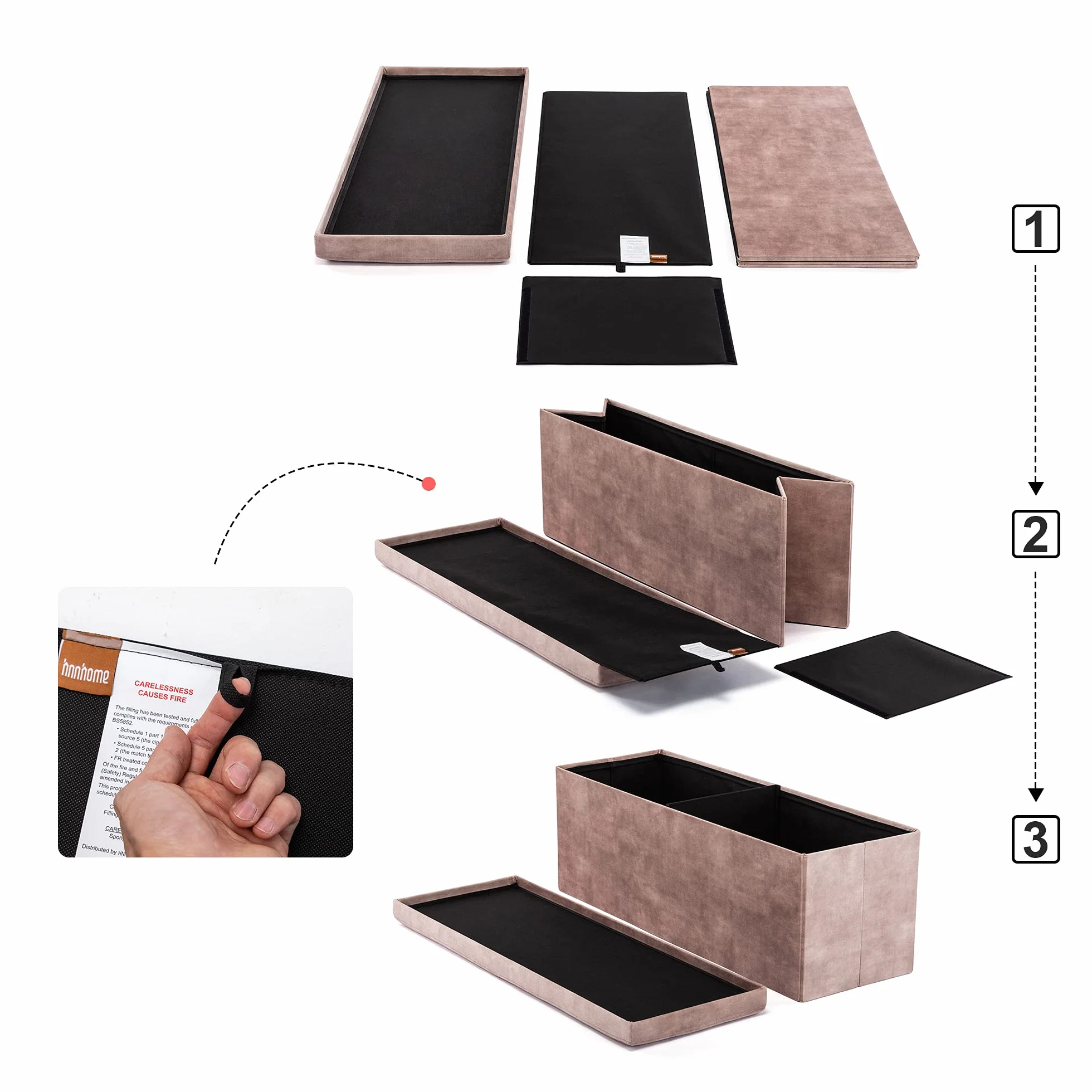 HNNHOME Skrzynia na zabawki z pokrywką 110x40x40 cm składany podnóżek jasnobrązowy XL