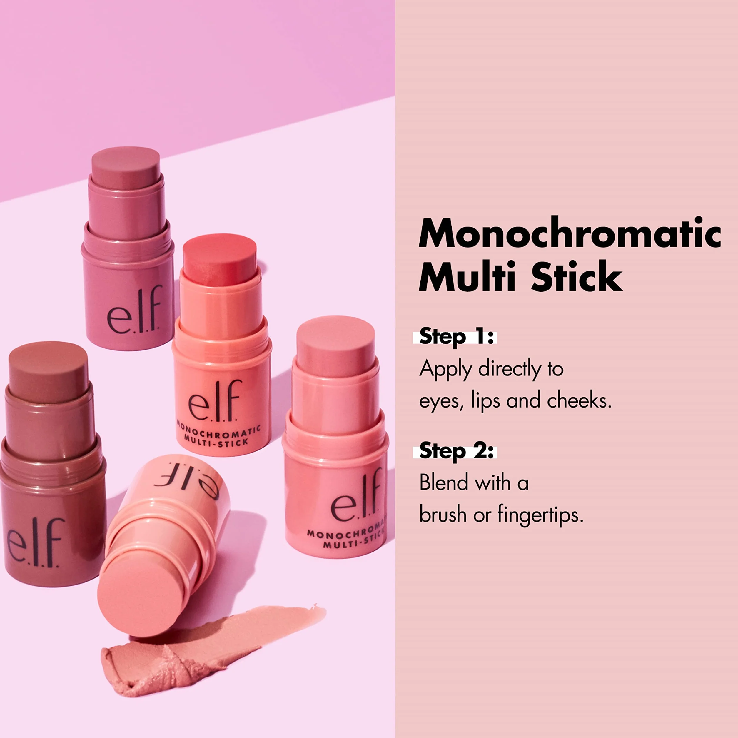 e.l.f. Monochromatic Multi Stick, Luxuriously Creamy & Blendable Colour, For Eyes, Lips & Cheeks, połyskująca guawa, 5 g