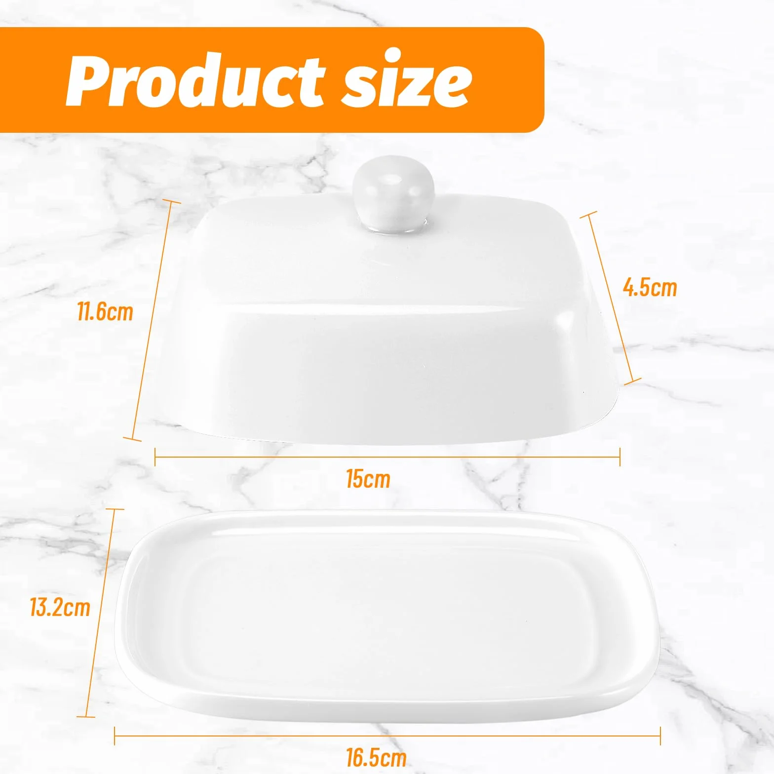 Maselniczka ceramiczna porcelanowa z pokrywką i uchwytem 250 g biała