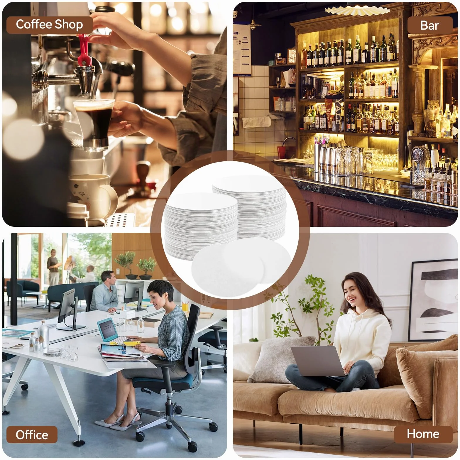 500 sztuk filtrów laboratoryjnych papierowych do kawy i espresso, 58 mm, białe
