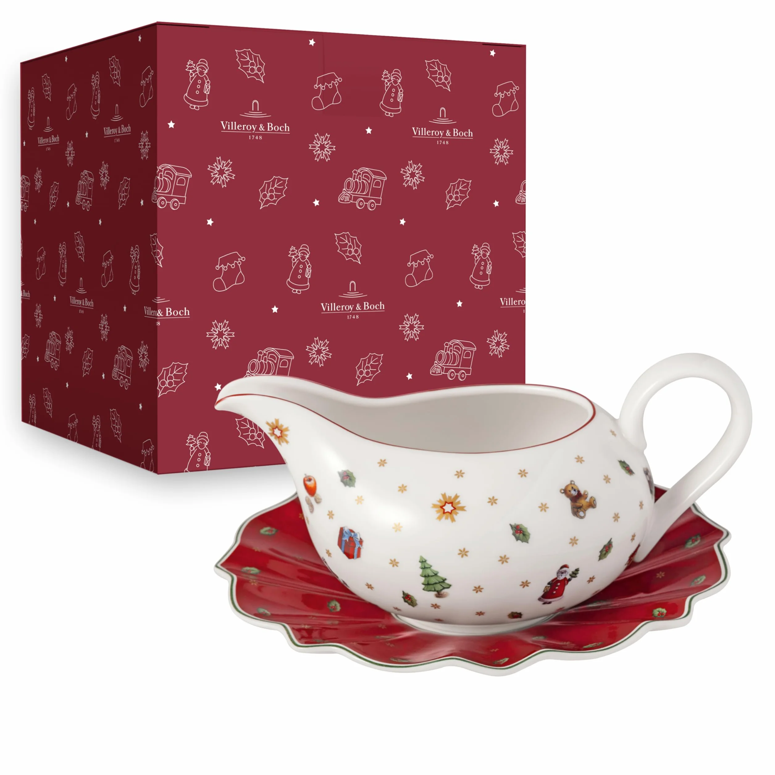 Villeroy & Boch – Toy's Delight sosjerka 2 el., ceramiczne naczynie do sosu, porcelanowy dzbanek do sosu, bożonarodzeniowa miseczka na sos, sosjerka porcelanowa, biała