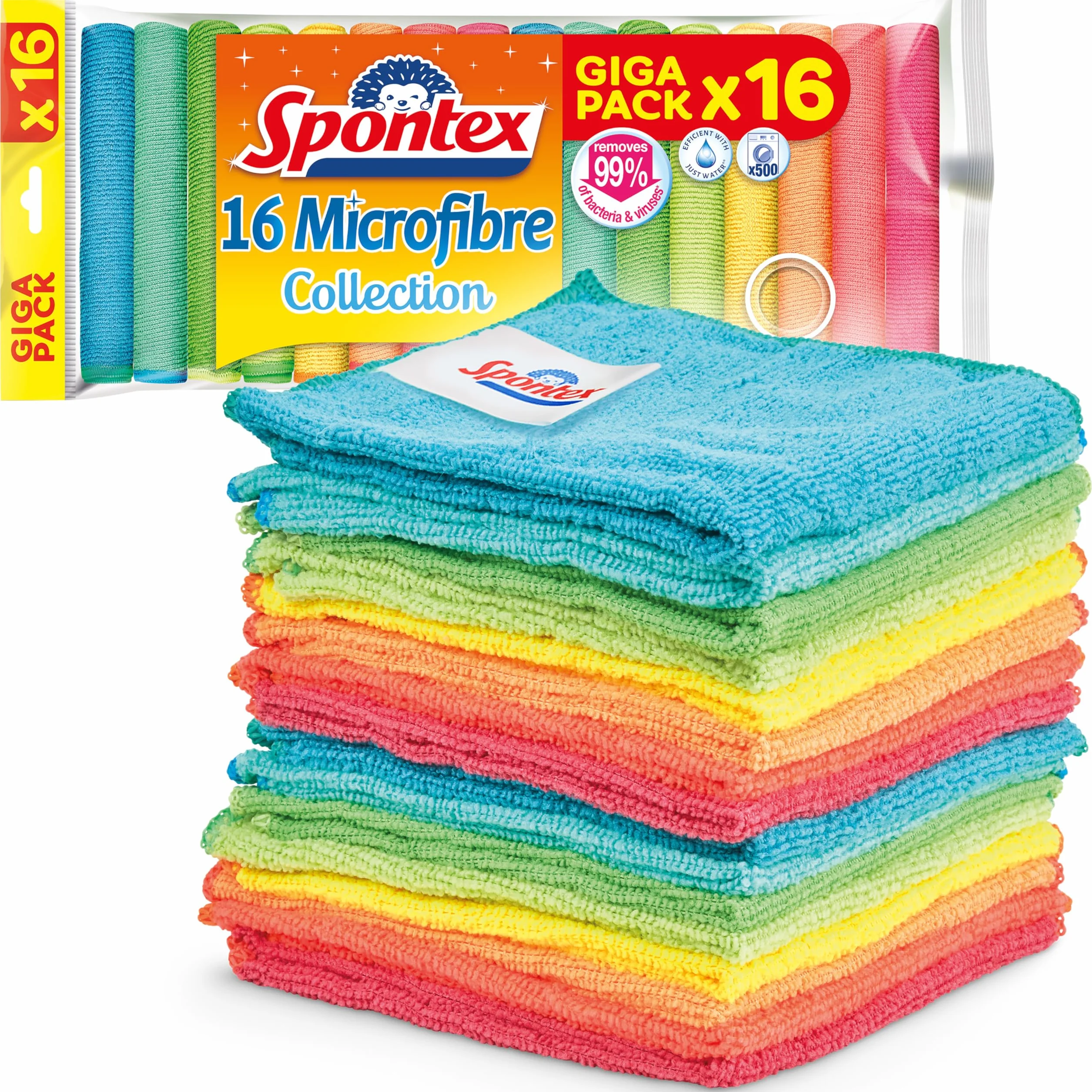 Spontex Ściereczki z mikrofibry 30 x 30 cm, 16 sztuk, do czyszczenia