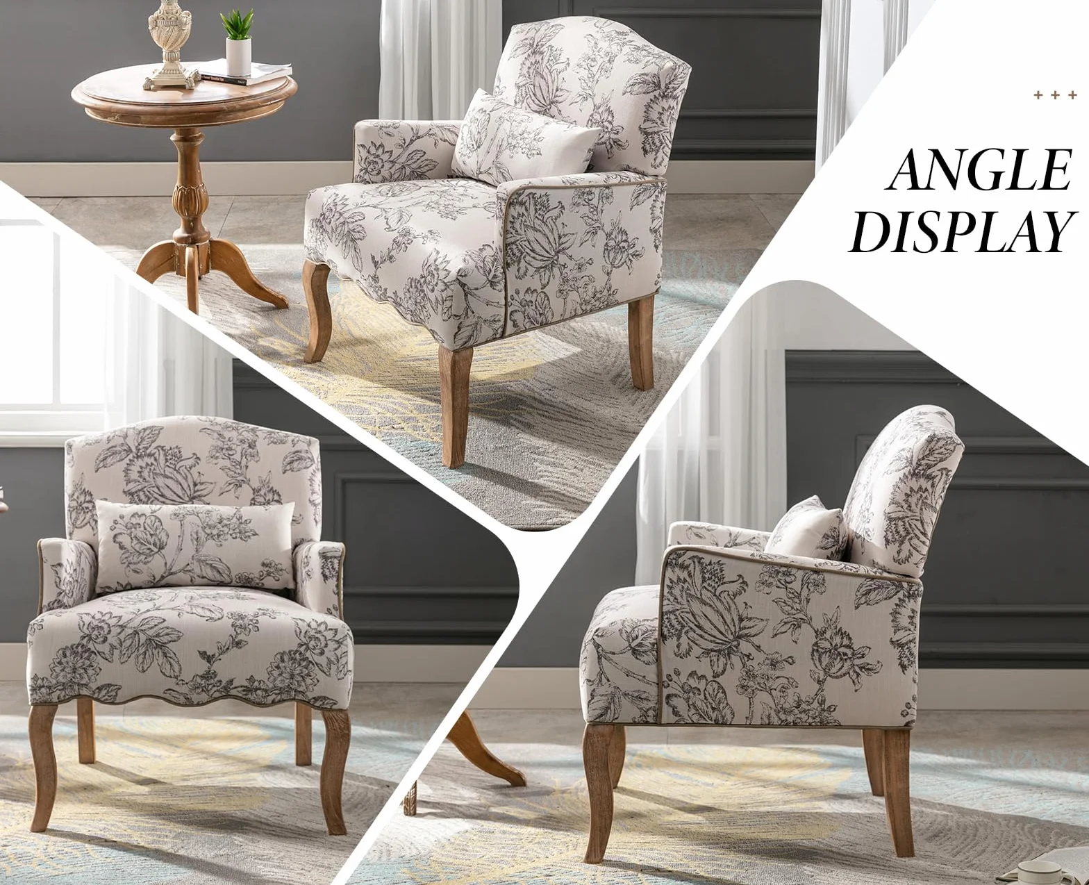 chairus Lniana sofa krzesło retro tapicerowane z drewnianymi nogami (beżowy)