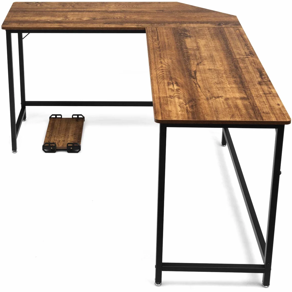 COSTWAY Biurko narożne w kształcie litery L 168 x 125 x 74 cm brązowe