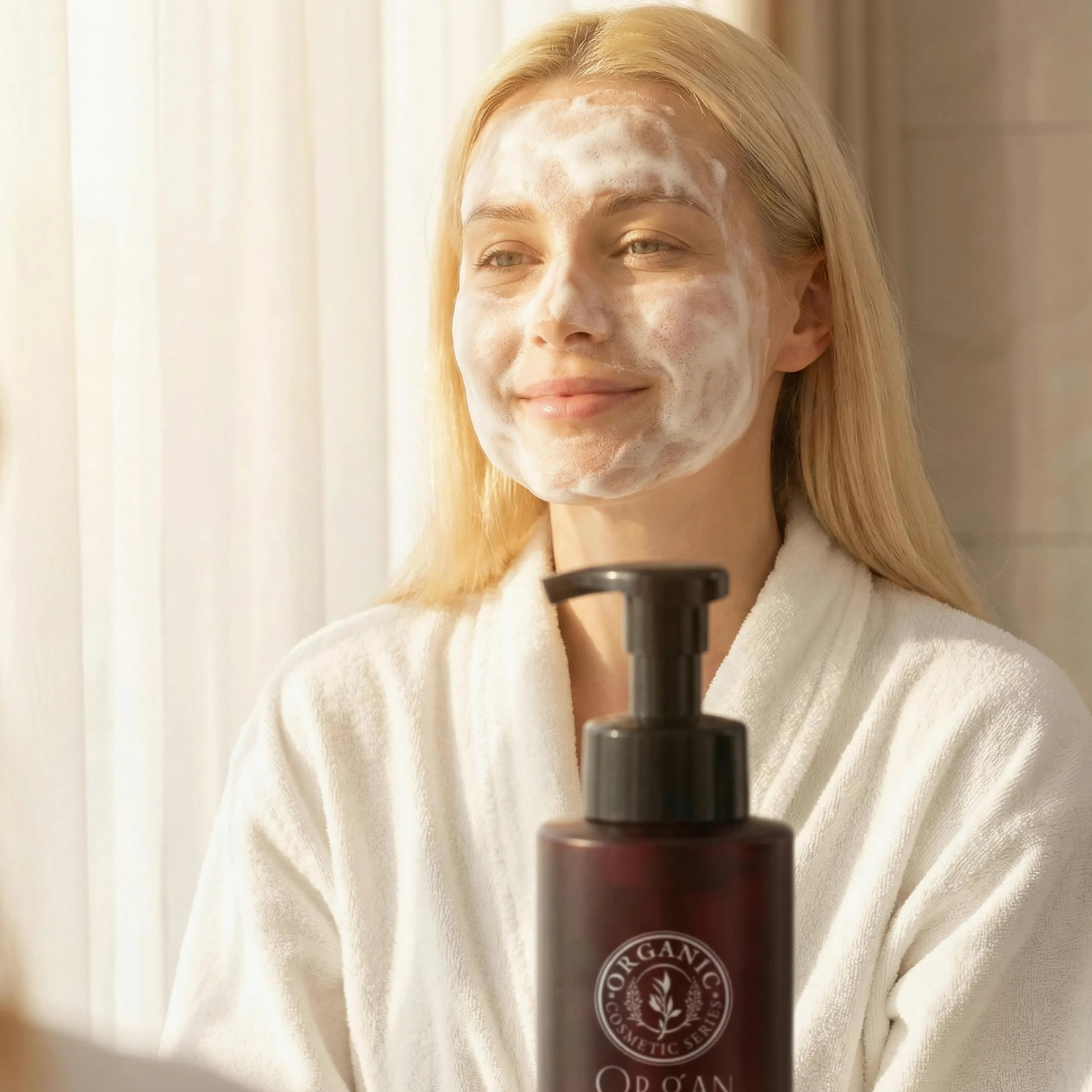 Elitzia Organiczny środek do czyszczenia twarzy z aminokwasami, delikatny mus do mycia twarzy dla wrażliwej i wszystkich rodzajów skóry, z algami śnieżnymi i ekstraktami roślinnymi, nawilżający