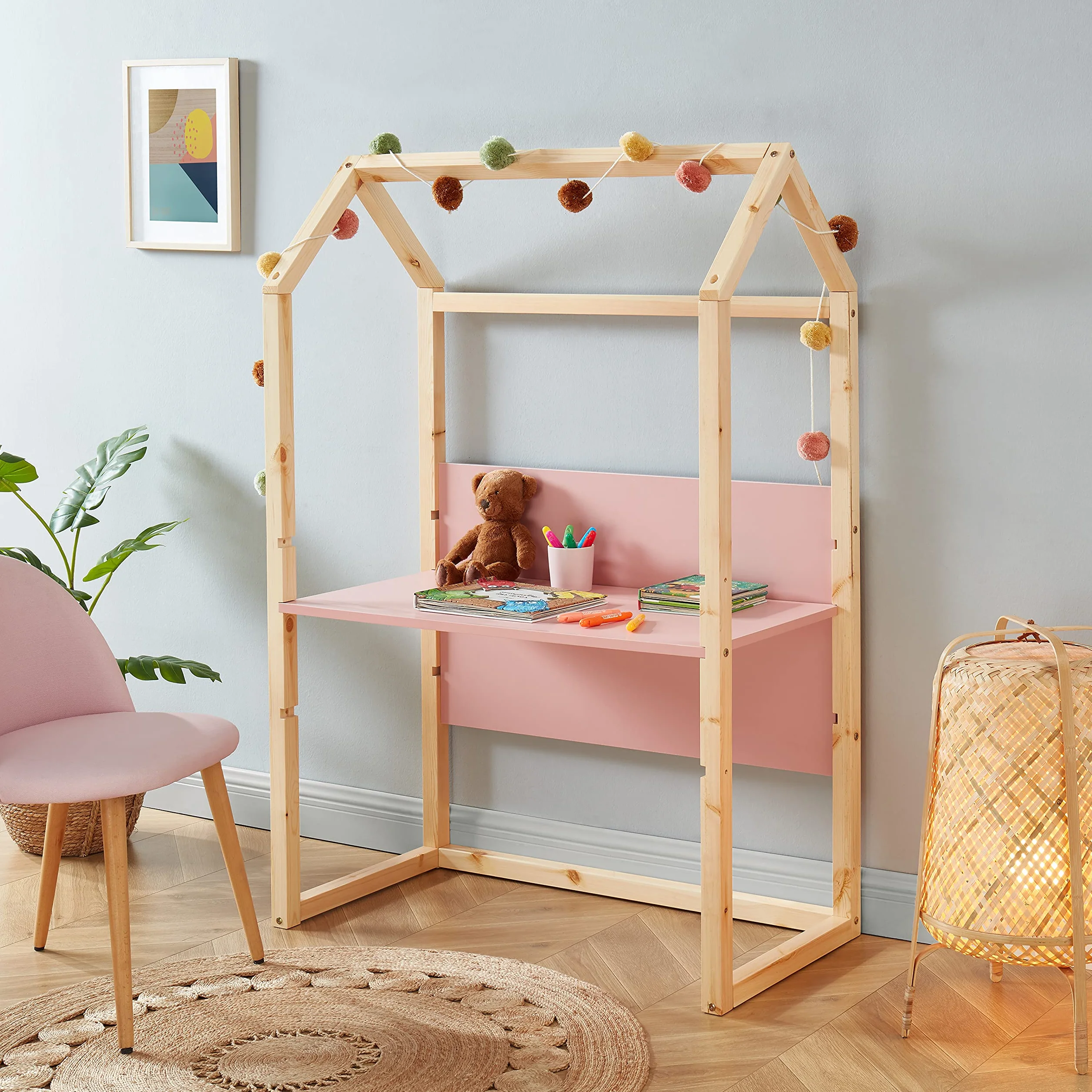 BAÏTA Biurko dziecięce Tiny Rose sosna