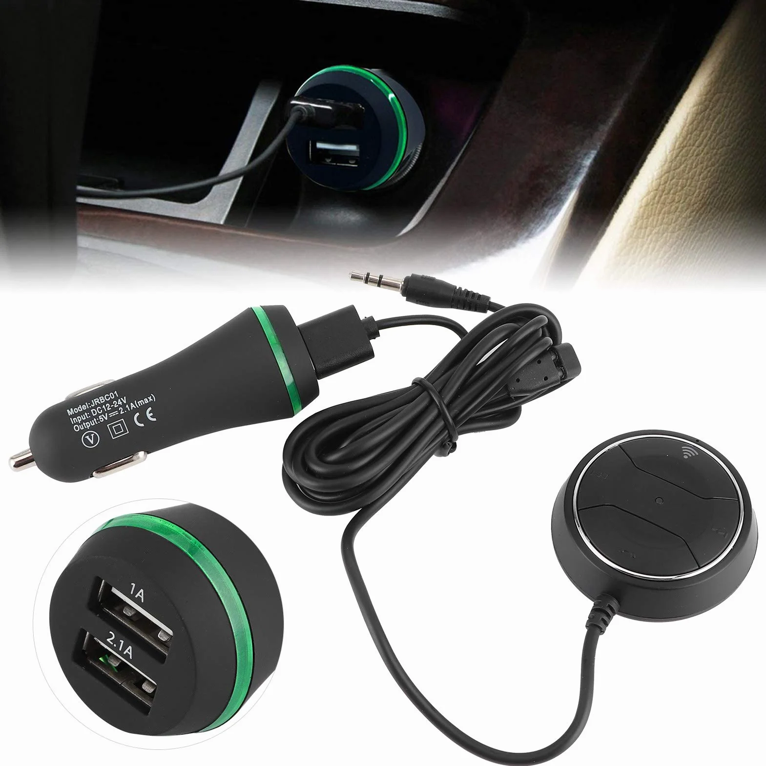 Zestaw samochodowy Bluetooth Yctze, bezprzewodowy zestaw samochodowy Bluetooth V4.0 12 V-24 V NFC Odbiornik muzyczny bez użycia rąk Odtwarzacz 3,5 mm Port Aux (czarny)