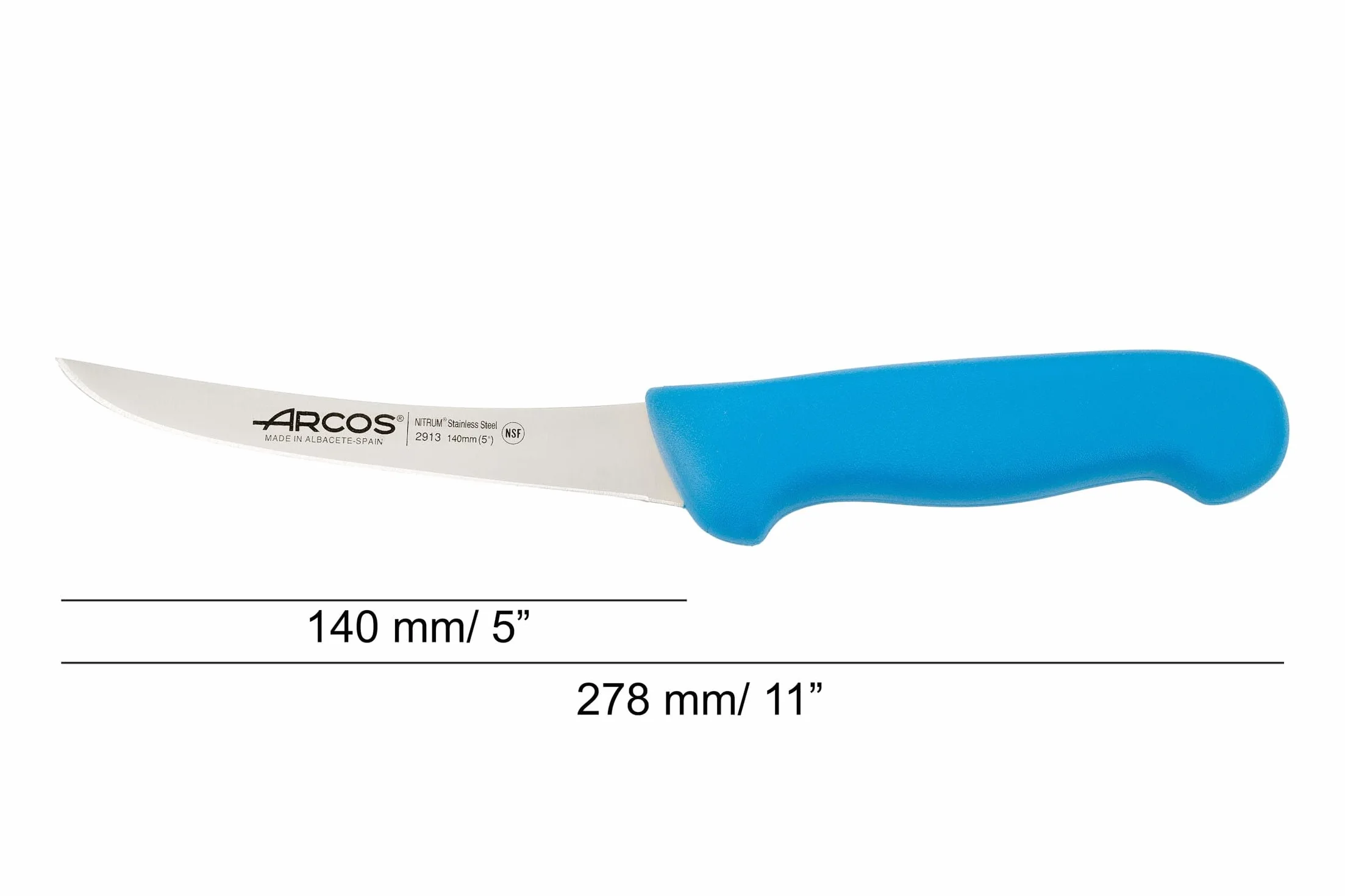 Arcos Nóż do odkostniania 15 cm Nitrum stal nierdzewna ostrze 140 mm profesjonalny nóż rzeźniczy ergonomiczny uchwyt polipropylenowy Seria 2900 niebieski