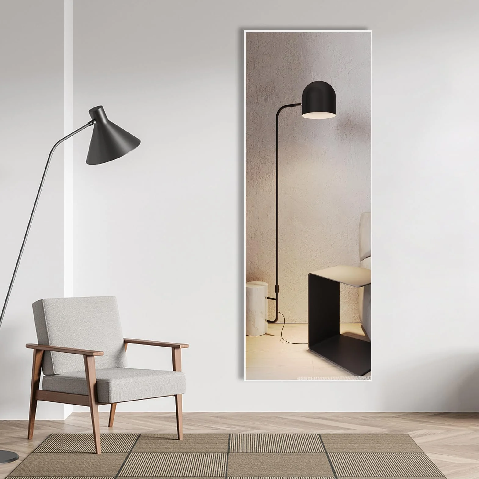 Białe duże lustro do zawieszenia na ścianie 165 x 60 cm pełnej długości
