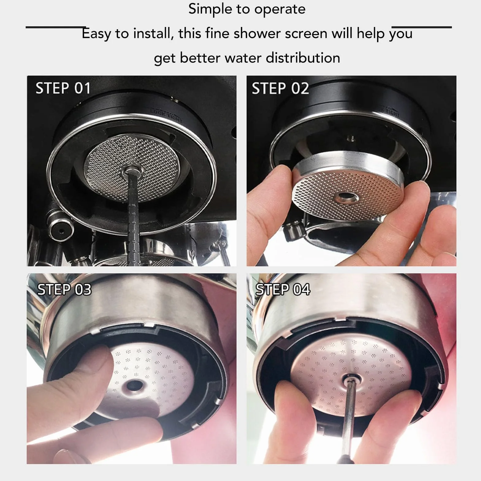 Ekran Prysznicowy Ekspresso ze Stali Nierdzewnej, Podwójna Warstwa, Filtr do Portafilter