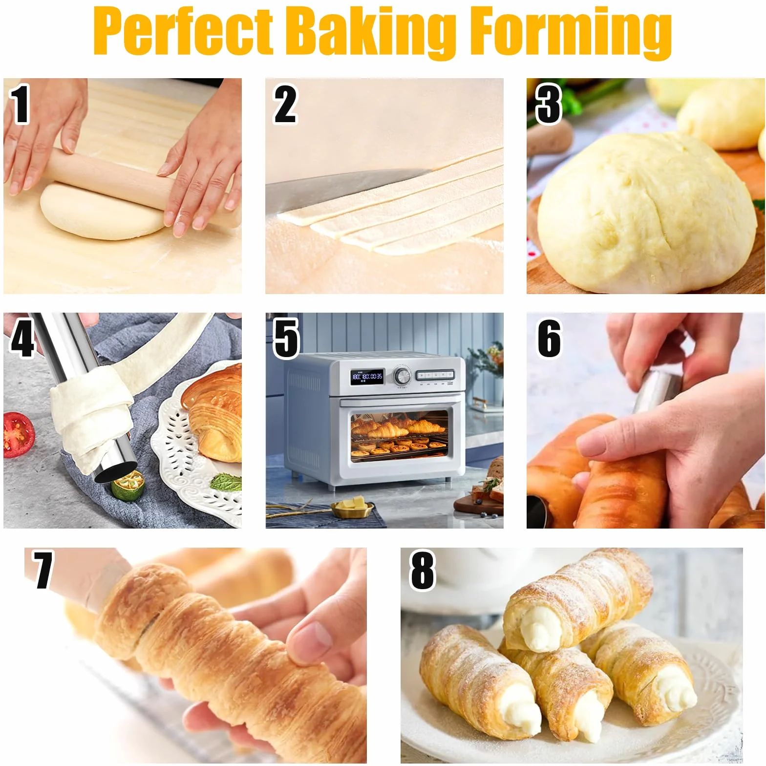 12 sztuk foremek do pieczenia Cannoli ze stali nierdzewnej, 12 x 2 cm, ze szczotką do czyszczenia, zapobiegające przywieraniu, do loków cannoli