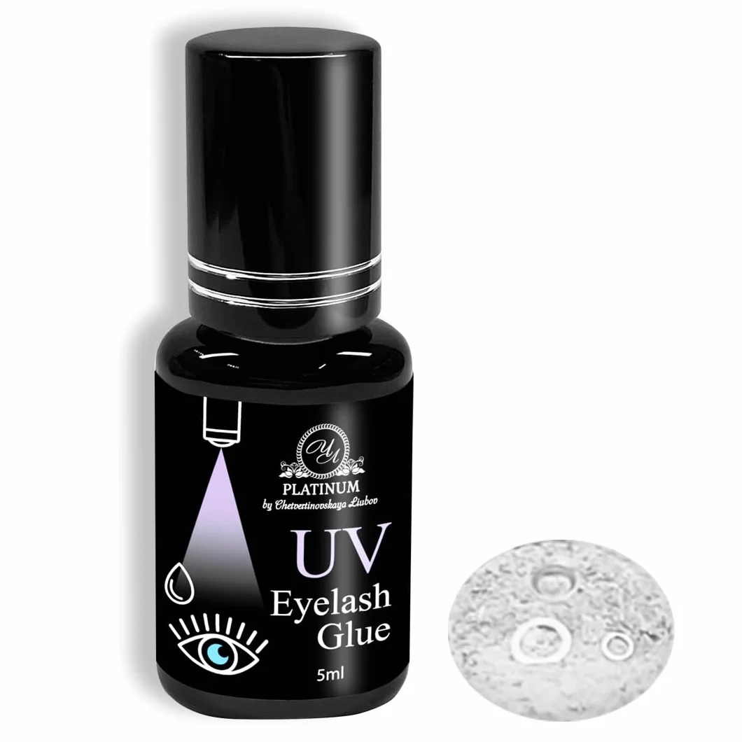 Klej do rzęs UV Clear – przezroczysty klej UV do przedłużania rzęs i UV Lash Glue do systemów UV LED – szybkoschnący, trwały i przyjazny alergikom – 5 ml