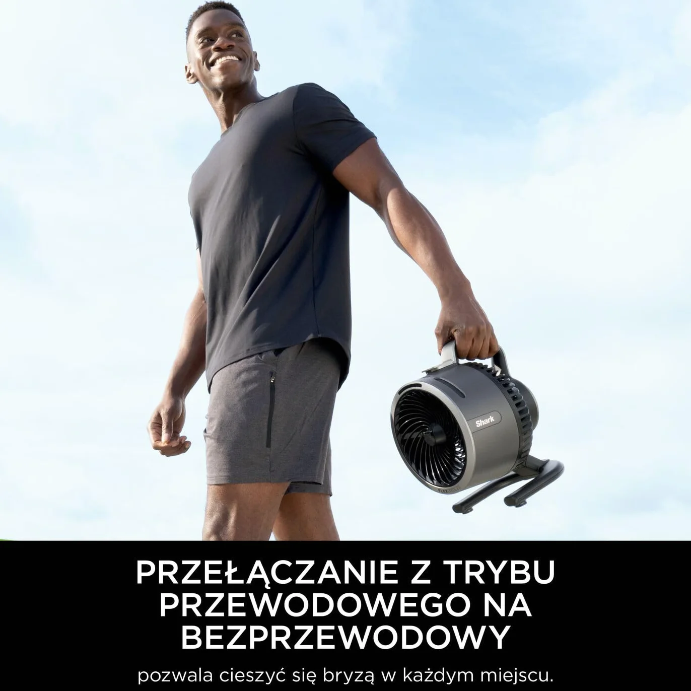 Shark FlexBreeze HydroGo – mocny wentylator przenośny z mgiełką, wewnątrz i na zewnątrz, cichy i trwały, przewodowy i bezprzewodowy, kompaktowy i lekki, 5 poziomów prędkości, grafitowy FA050EU