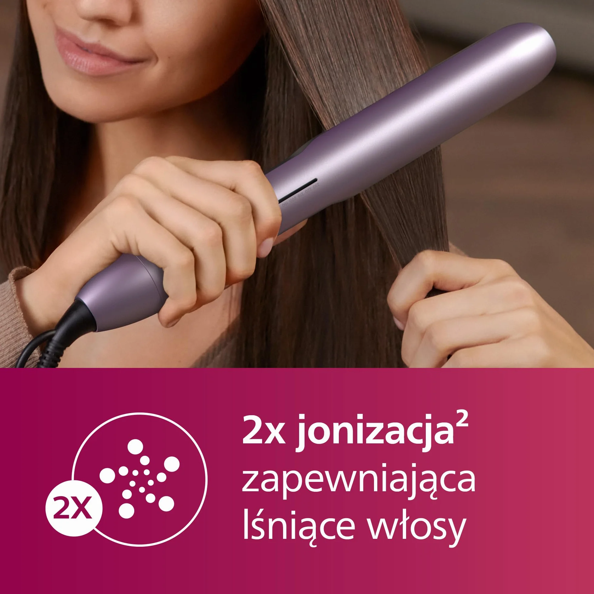 Philips Prostownica do włosów z serii 5000, technologia ThermoShield, jonizacja, wałki pokryte powłoką ceramiczną wzbogaconą olejem arganowym, jasnoróżowy, model BHS530/00